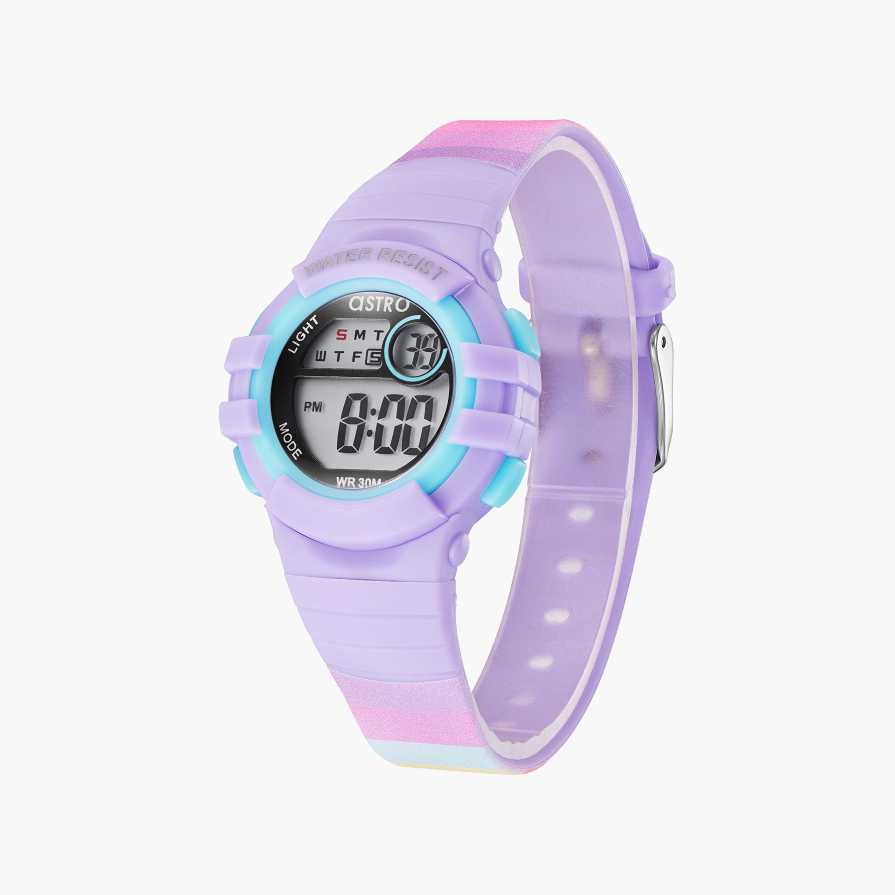 ساعة رقمية للأطفال بسوار سيليكون بلون أرجواني من أسترو | A23917-PPVV-girls-accessories-watches-image-2