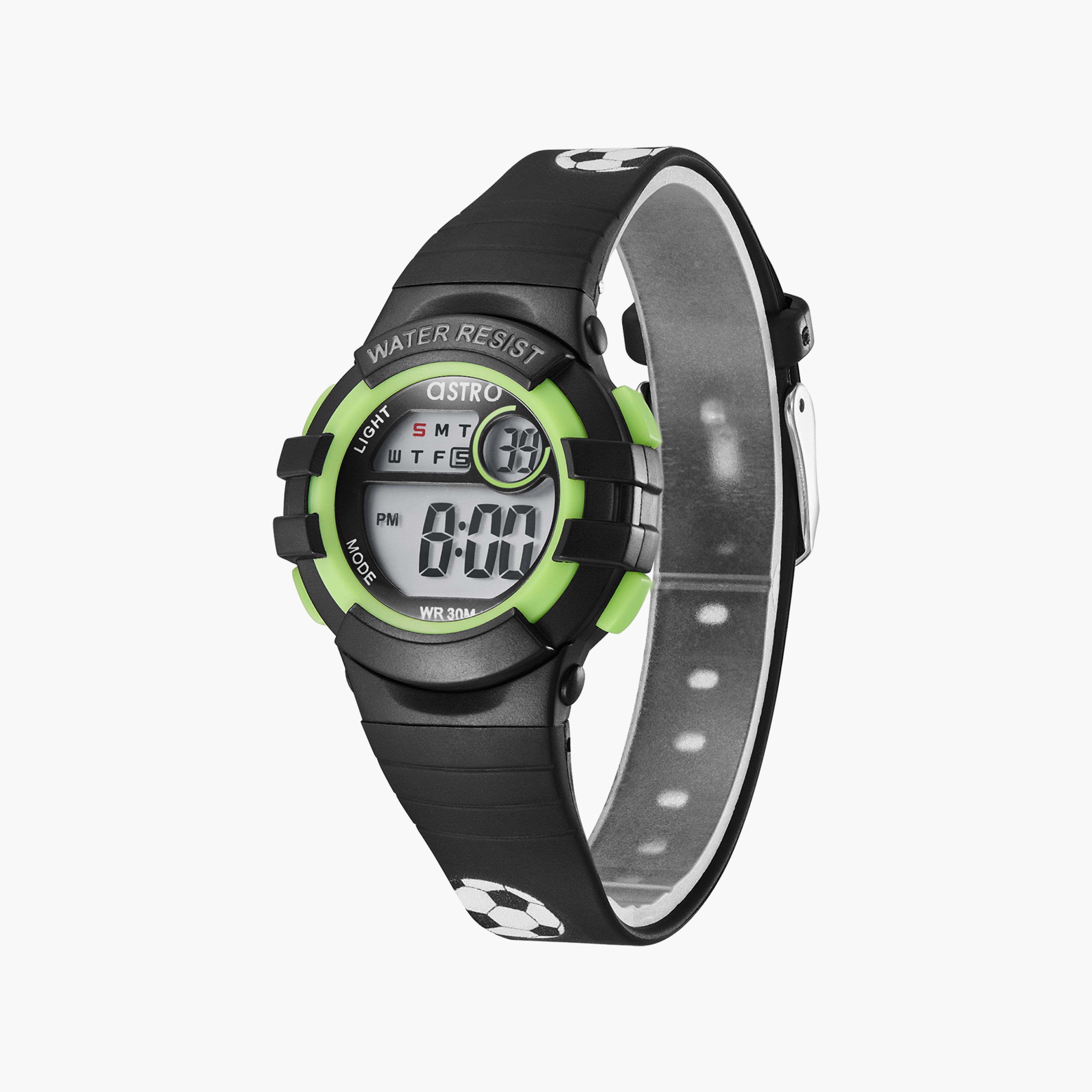 ساعة رقمية للأطفال بسوار سيليكون بلون اسود من أسترو | A23917-PPBB-FB-girls-accessories-watches-image-2