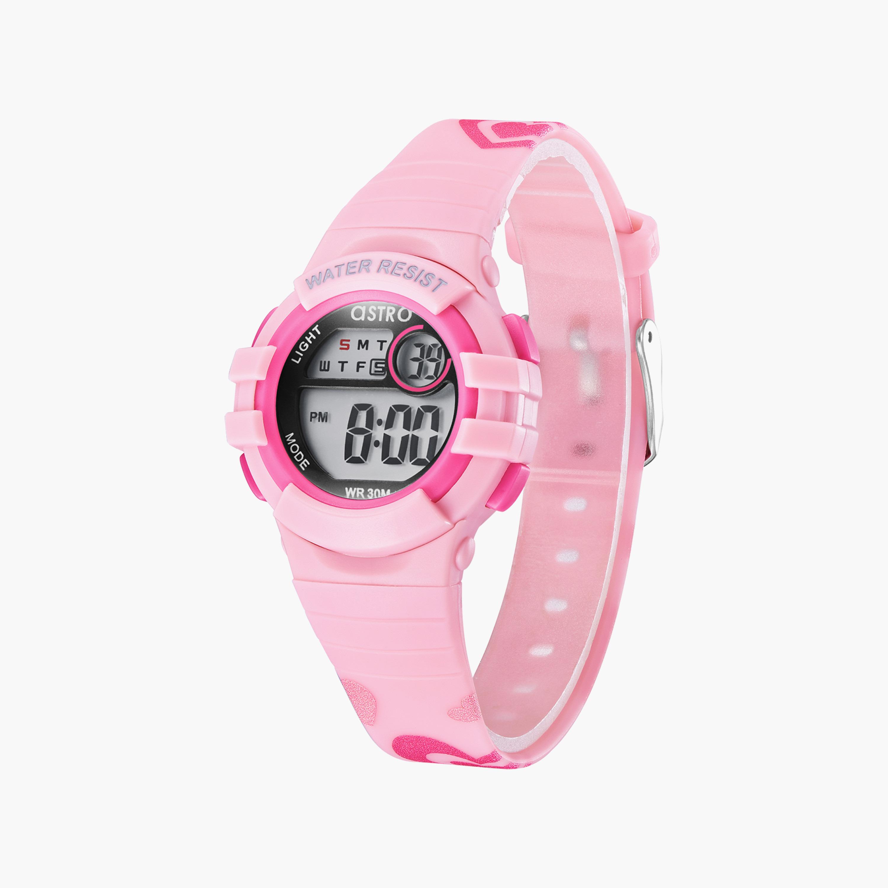 ساعة رقمية للأطفال بسوار سيليكون بلون وردي من أسترو | A23917-PPPP-girls-accessories-watches-image-2