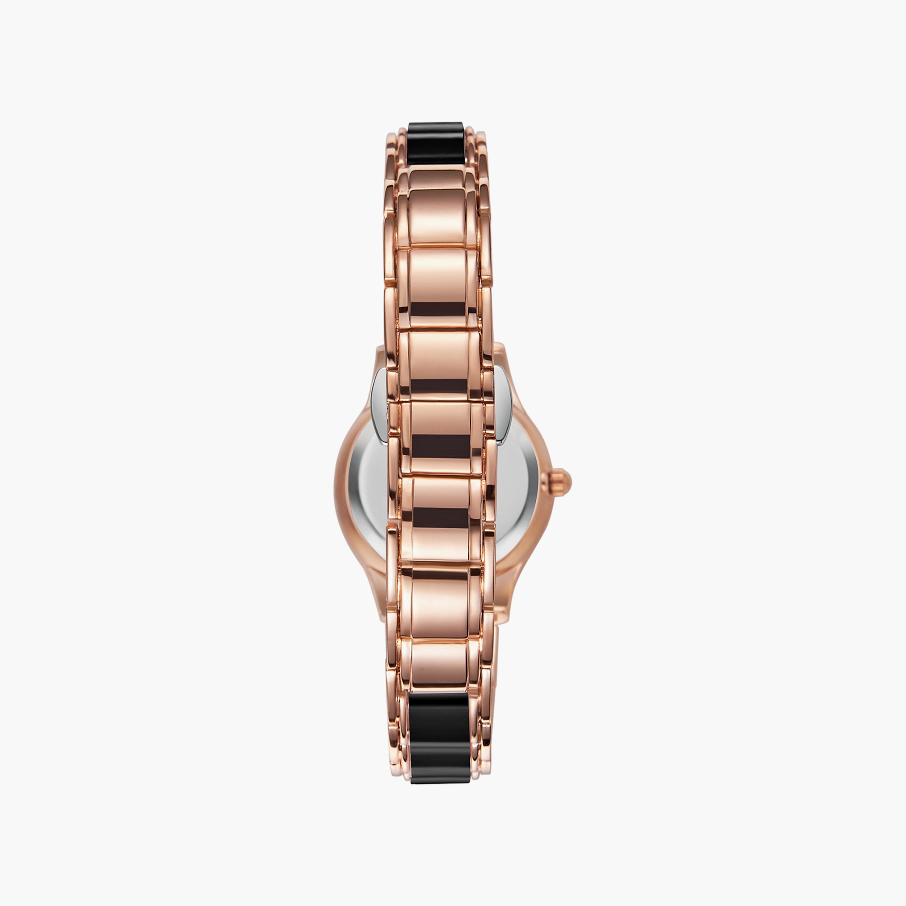 ساعة أنالوج سوداء وذهبية وردية بسوار ستانلس ستيل من كينيث سكوت | K23517-RCBB-women-watchesandjewellery-watches-image-3