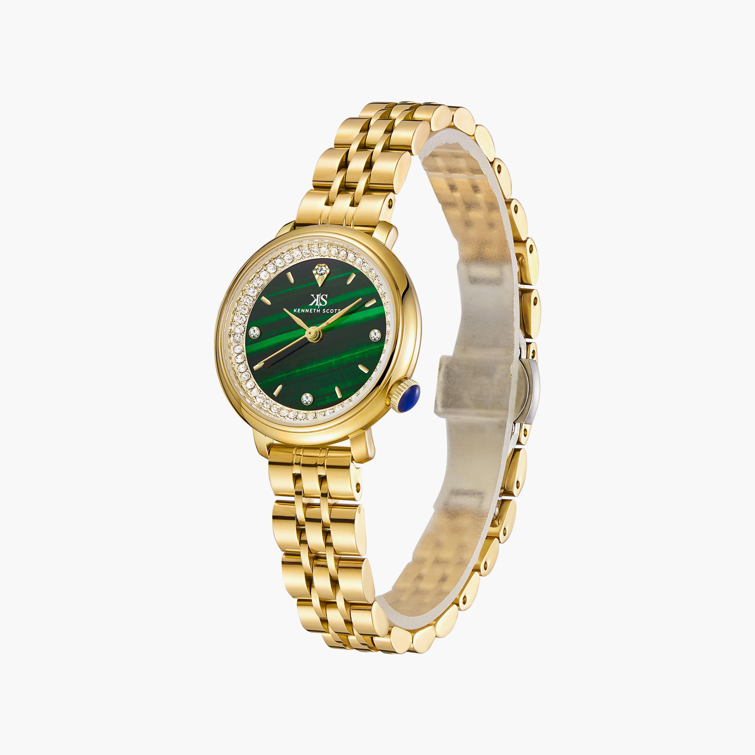 ساعة أنالوج ذهبية بسوار ستانلس ستيل من كينيث سكوت | K23518-GBGH-women-watchesandjewellery-watches-image-2