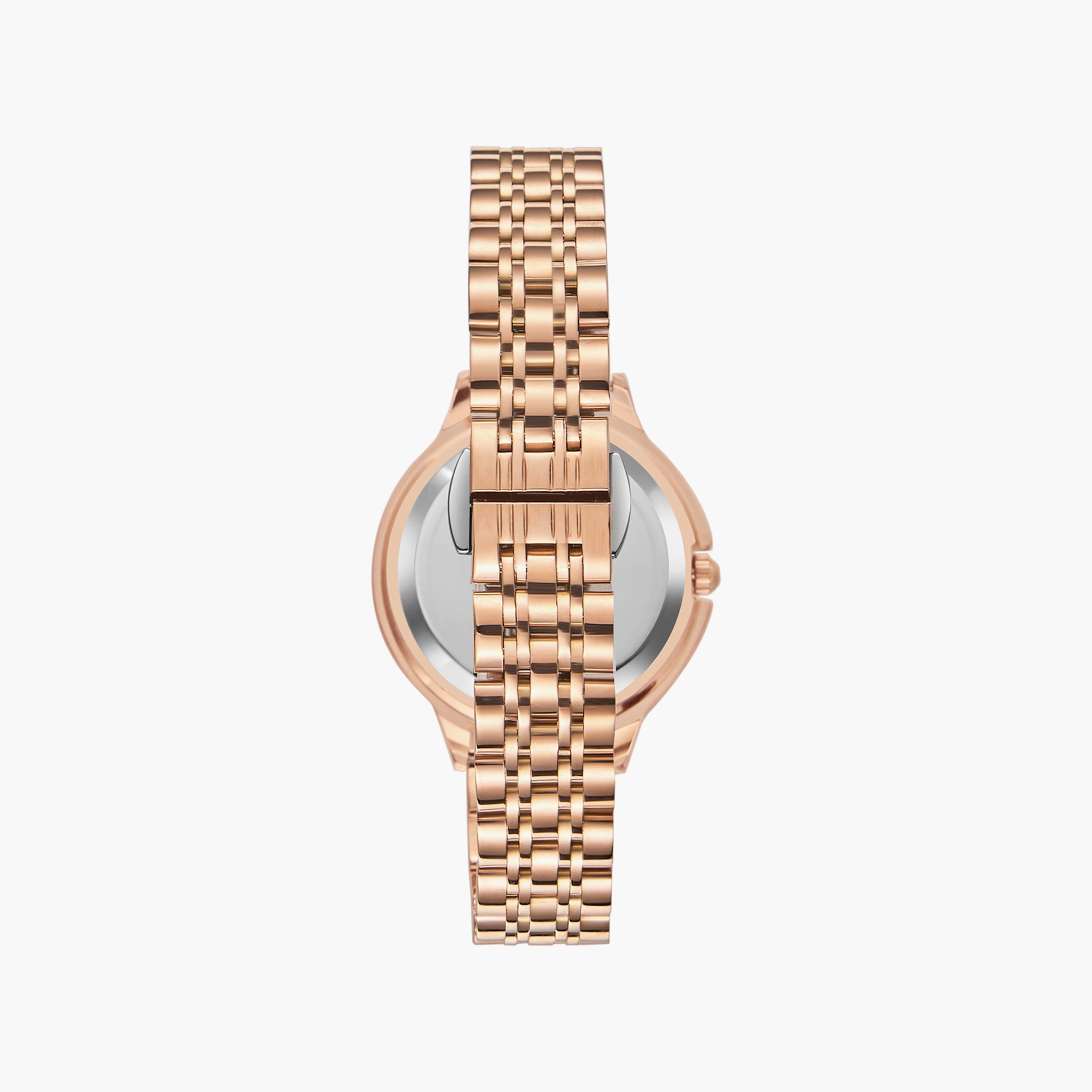 ساعة أنالوج ذهبية وردية بسوار ستانلس ستيل من كينيث سكوت | K23521-RBKK-women-watchesandjewellery-watches-image-3