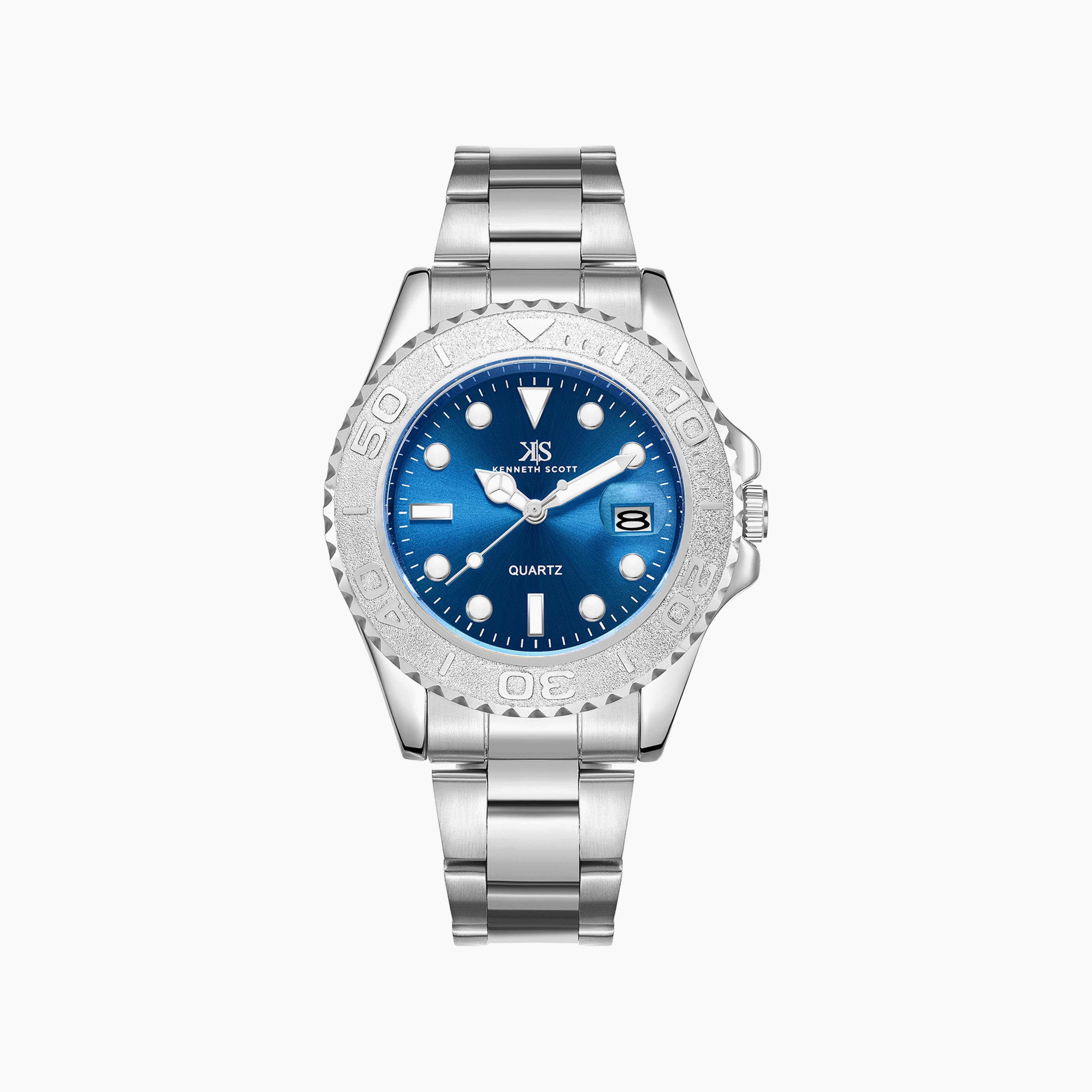 ساعة أنالوج بلون أزرق بسوار قماش من تايمكس | TW2R13900-men-watchesandjewellery-watches-image-1
