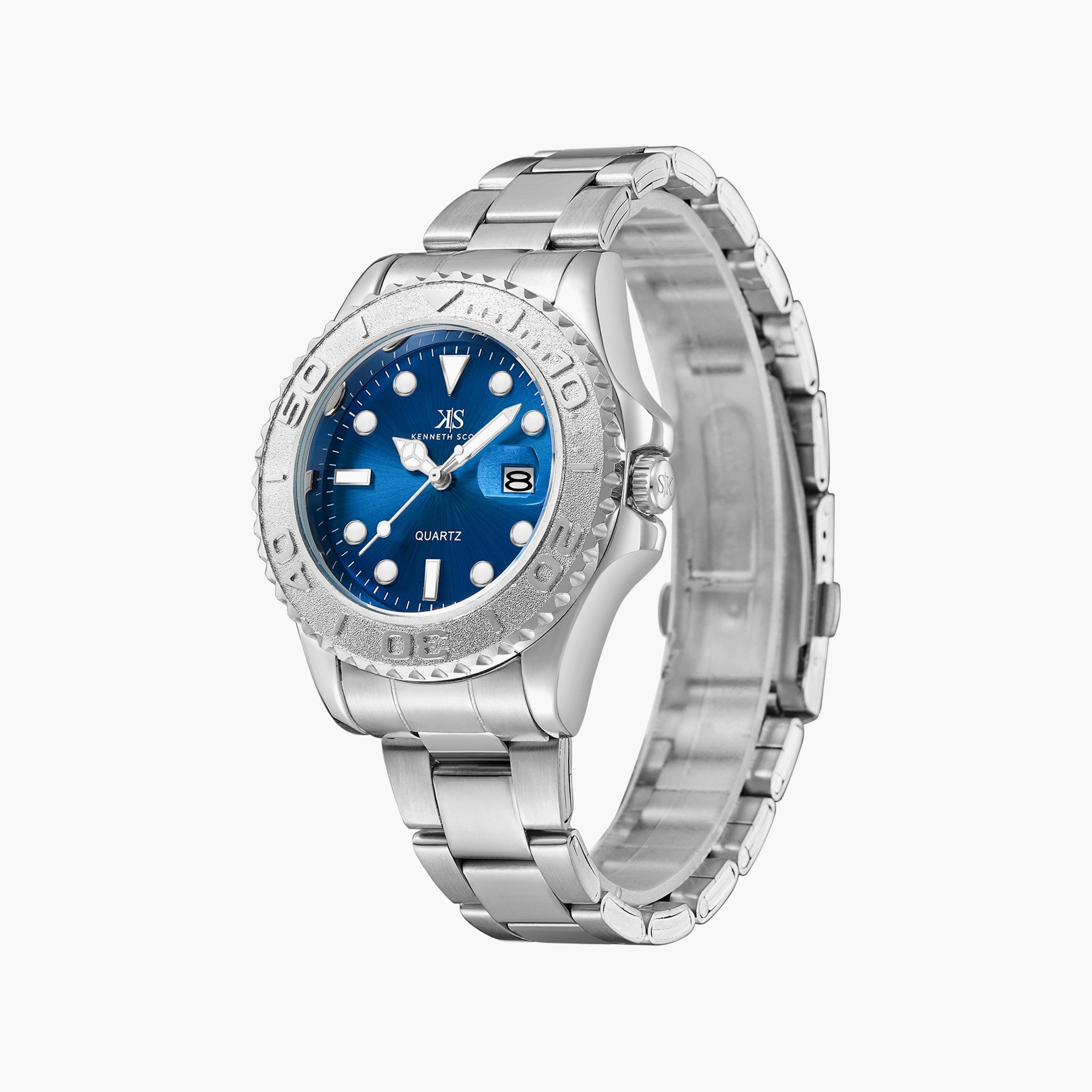 ساعة أنالوج بلون أزرق بسوار قماش من تايمكس | TW2R13900-men-watchesandjewellery-watches-image-2
