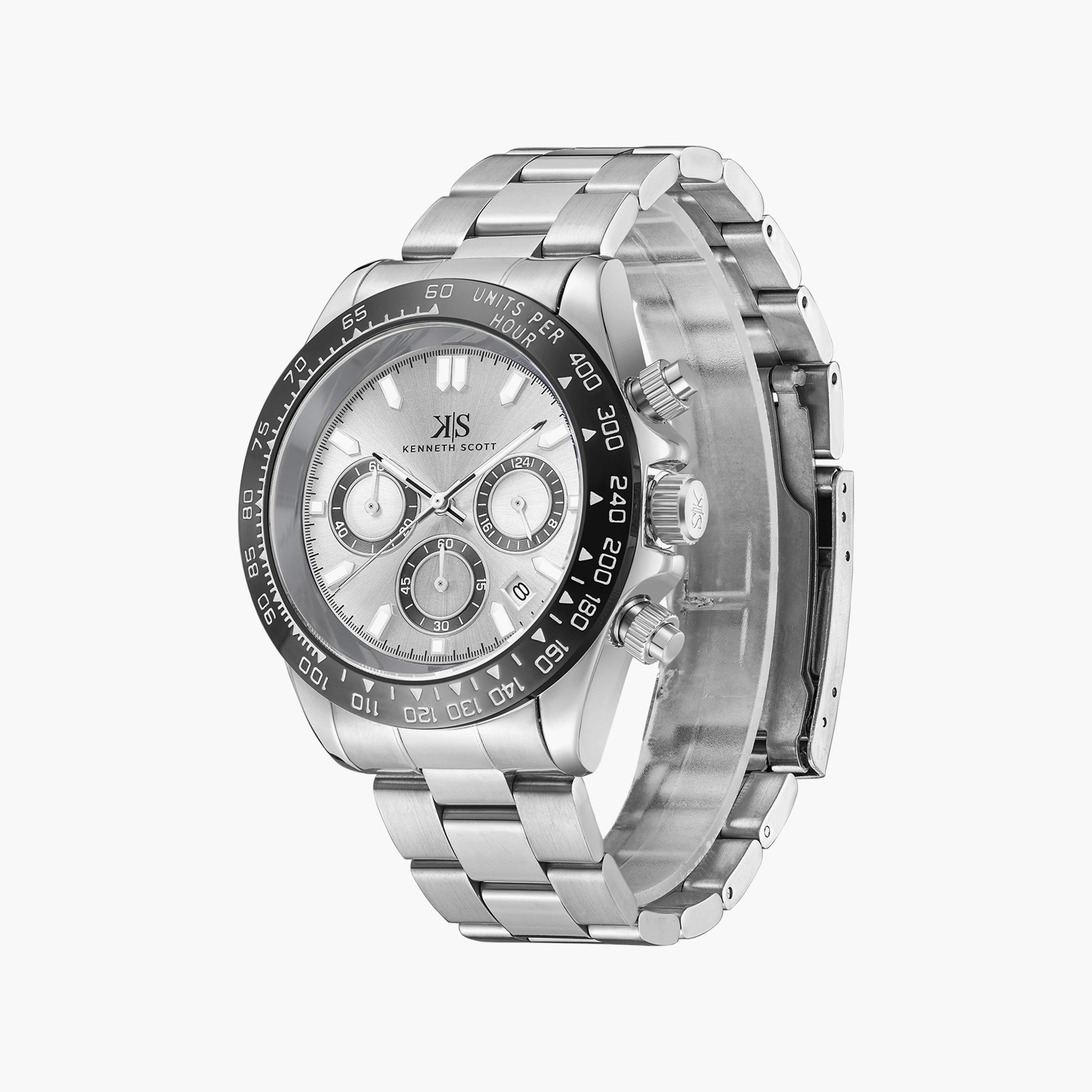 ساعة ذات انالوج من جيس بسوار جلدي أصلي باللون الاسود للرجال | GW0202G5-men-watchesandjewellery-watches-image-2