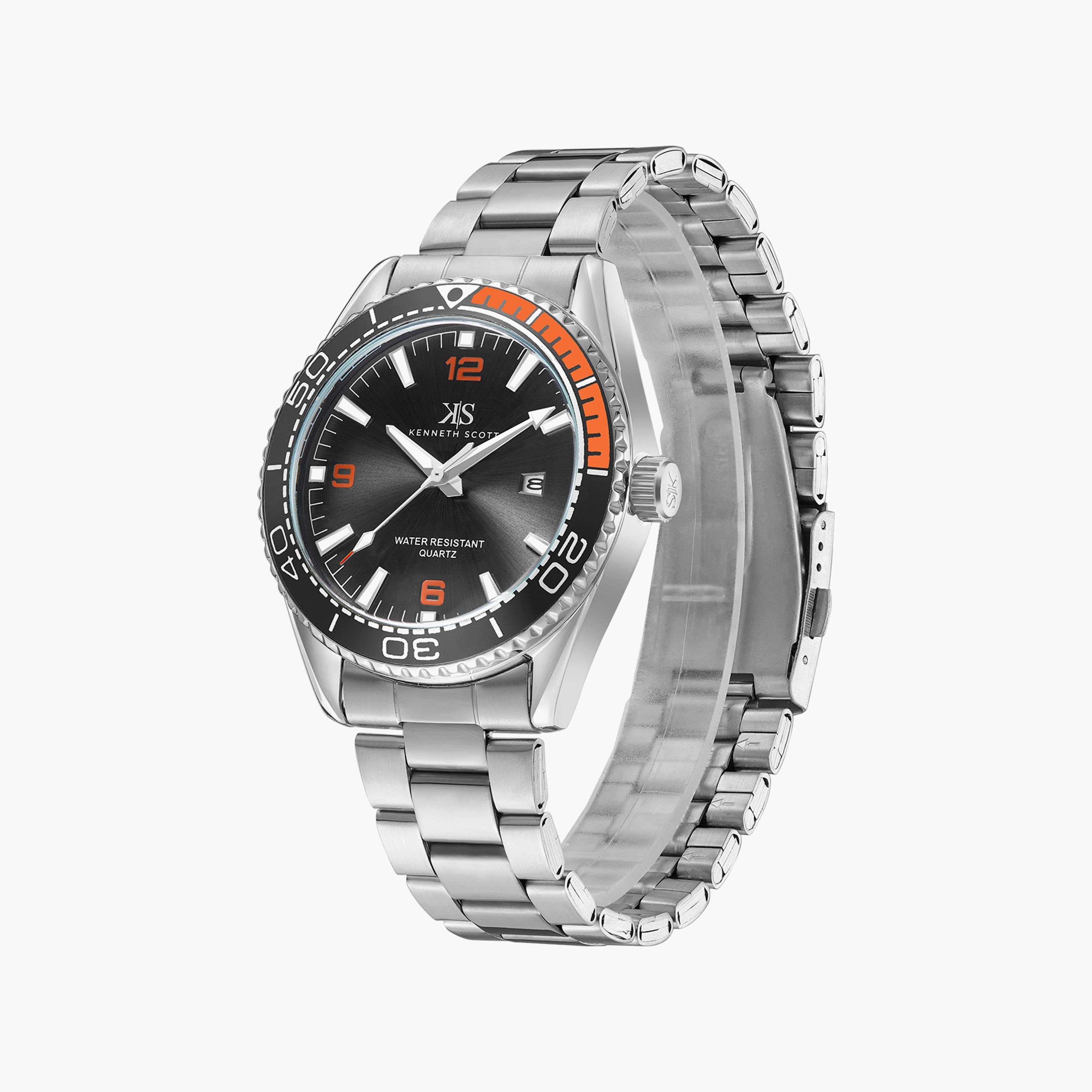 ساعة أنالوج فضية بسوار ستانلس ستيل من كينيث سكوت للرجال | K23024-SBSB-men-watchesandjewellery-watches-image-2