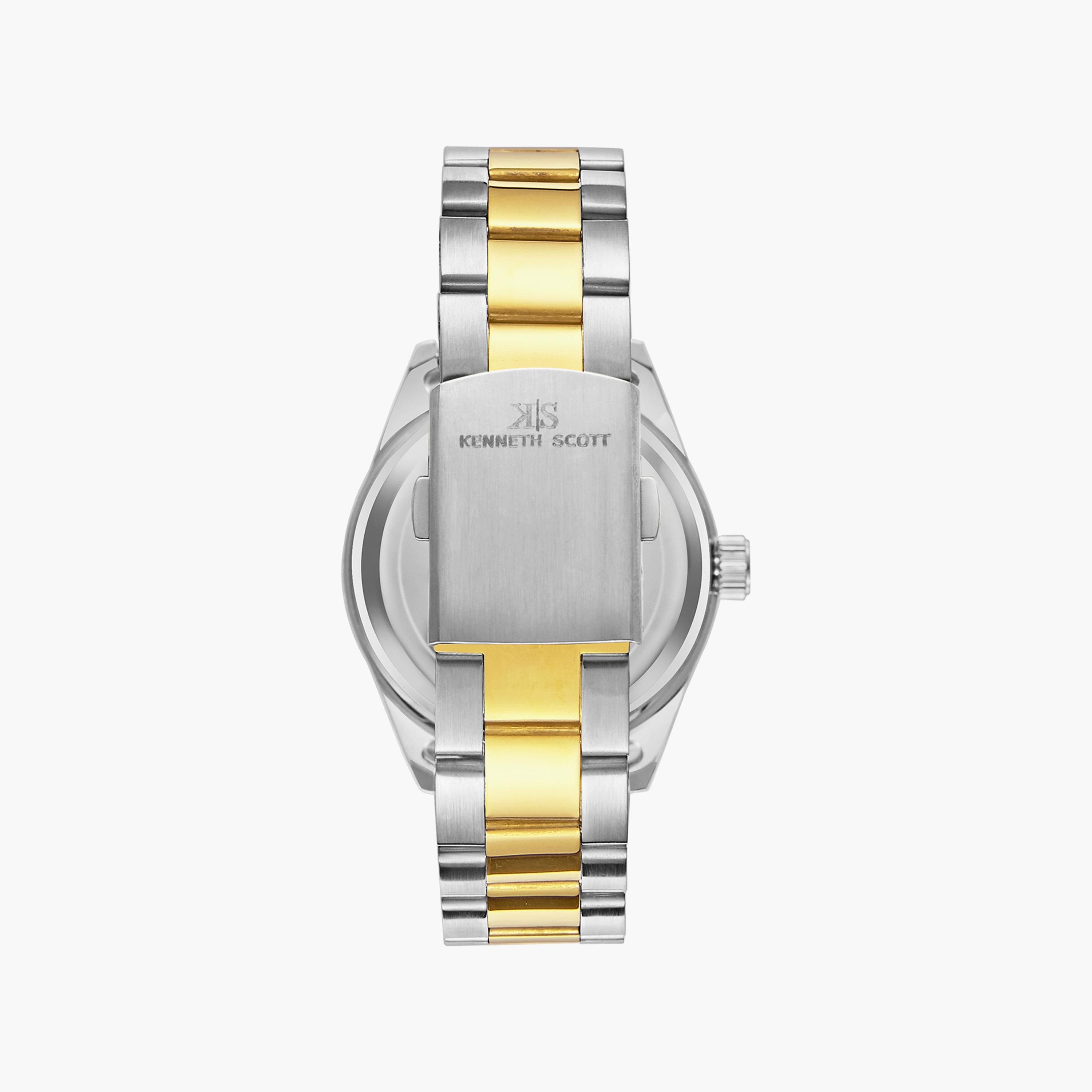 ساعة أنالوج فضية وذهبية بسوار ستانلس ستيل من كينيث سكوت للرجال | K23024-TBTSB-men-watchesandjewellery-watches-image-3