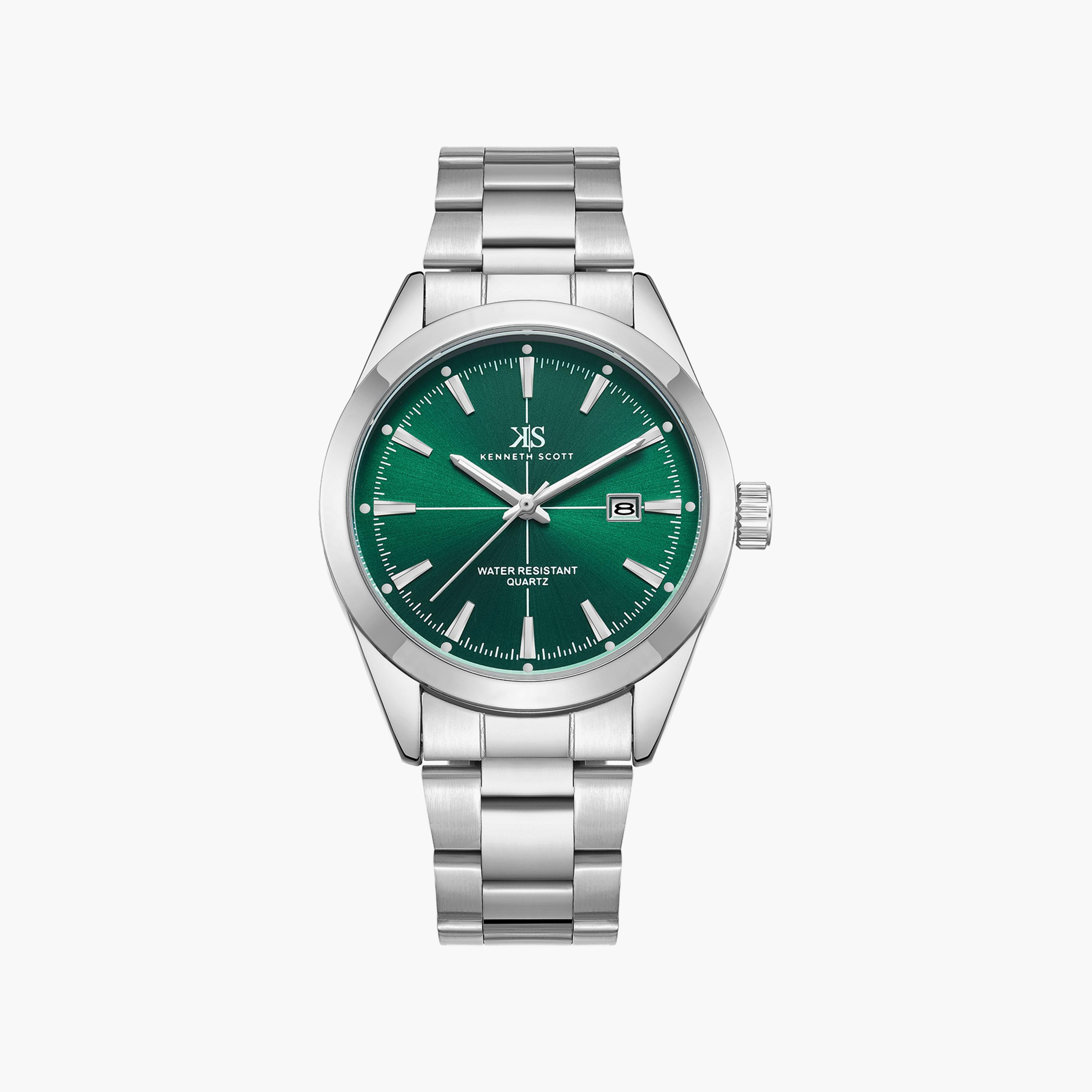 ساعة أنالوج فضية بسوار ستانلس ستيل من كينيث سكوت للرجال | K23025-SBSH-men-watchesandjewellery-watches-image-1