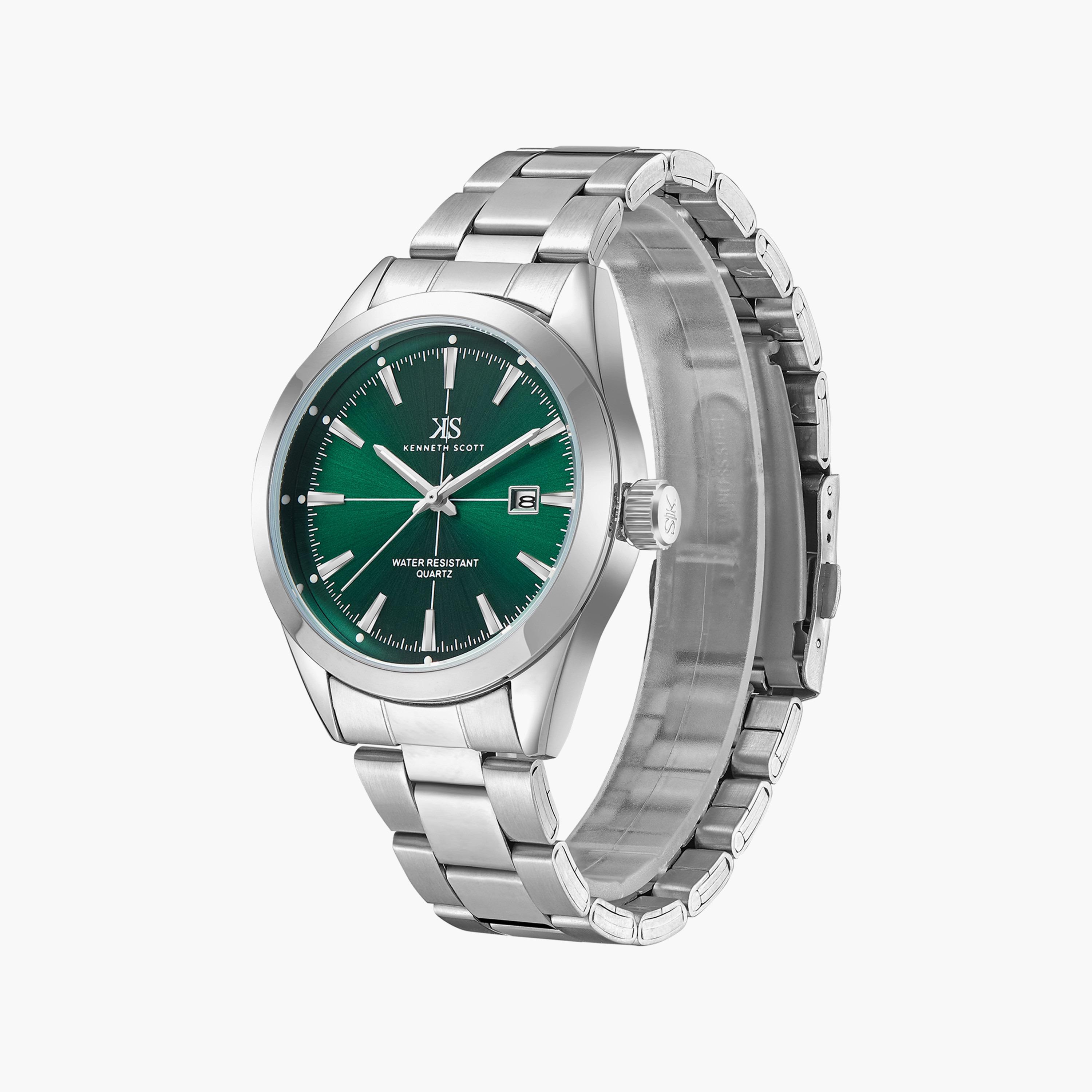 ساعة أنالوج فضية بسوار ستانلس ستيل من كينيث سكوت للرجال | K23025-SBSH-men-watchesandjewellery-watches-image-2