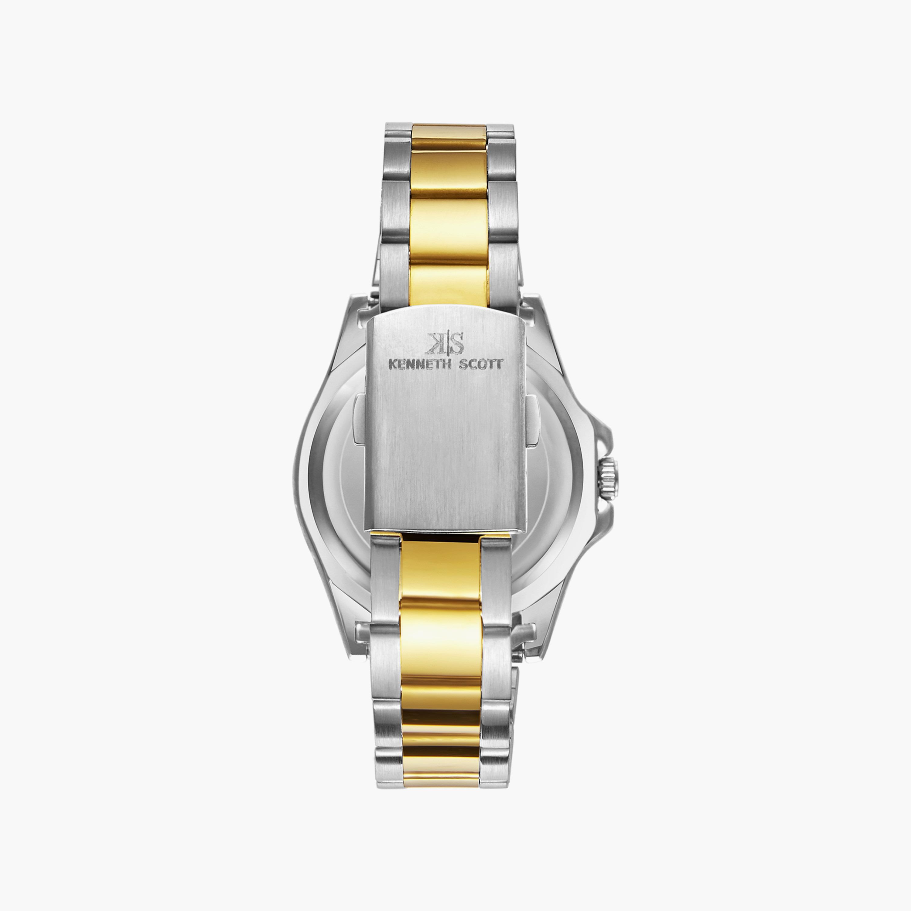 ساعة أنالوج فضية وذهبية بسوار ستانلس ستيل من كينيث سكوت للرجال | K23027-TBTW-men-watchesandjewellery-watches-image-3