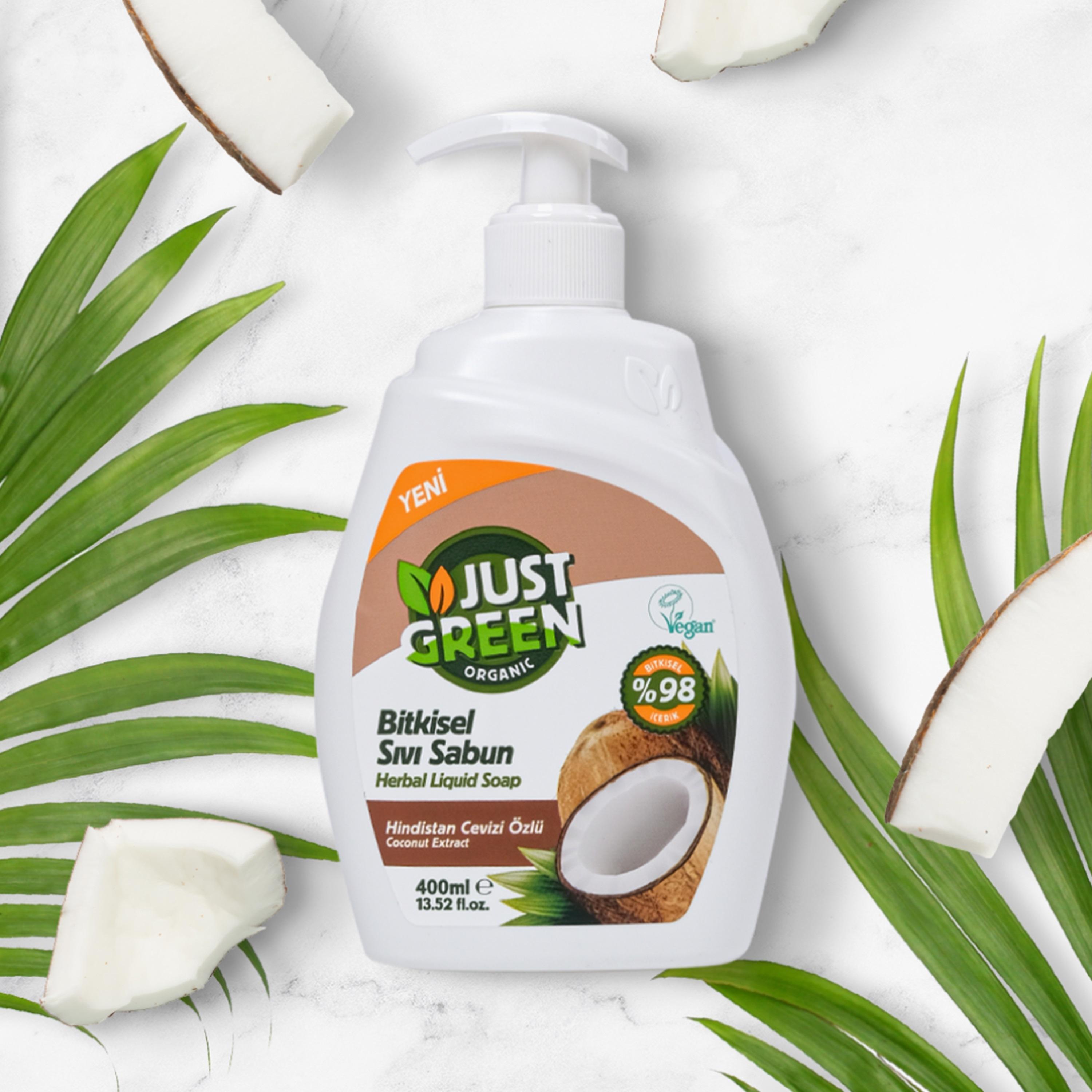 Just Green Organic Herbal Liquid Hand Soap, 400 ml - Coconut-baby-bathandcare-hairbodyskincare-image-2