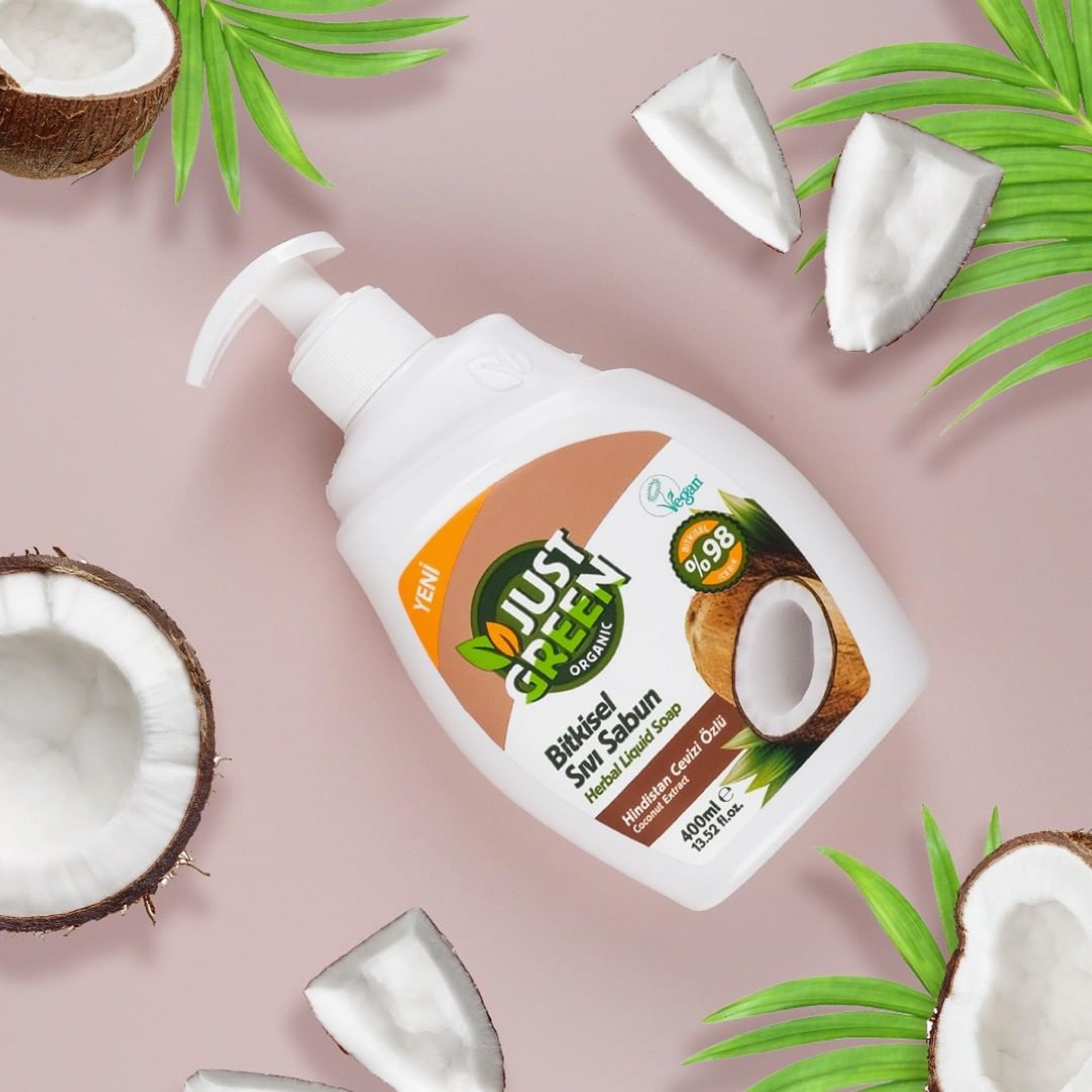 Just Green Organic Herbal Liquid Hand Soap, 400 ml - Coconut-baby-bathandcare-hairbodyskincare-image-3
