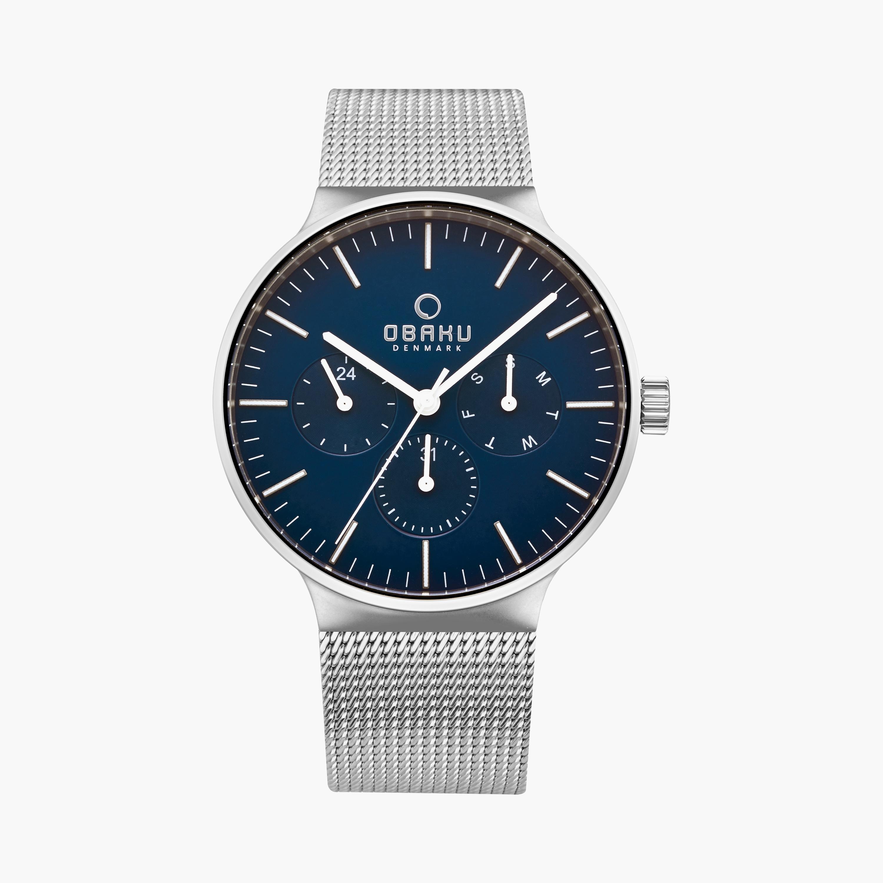 ساعة أنالوج فضية بسوار ستانلس ستيل من أوباكو للرجال | V229GMCLMC-men-watchesandjewellery-watches-image-1