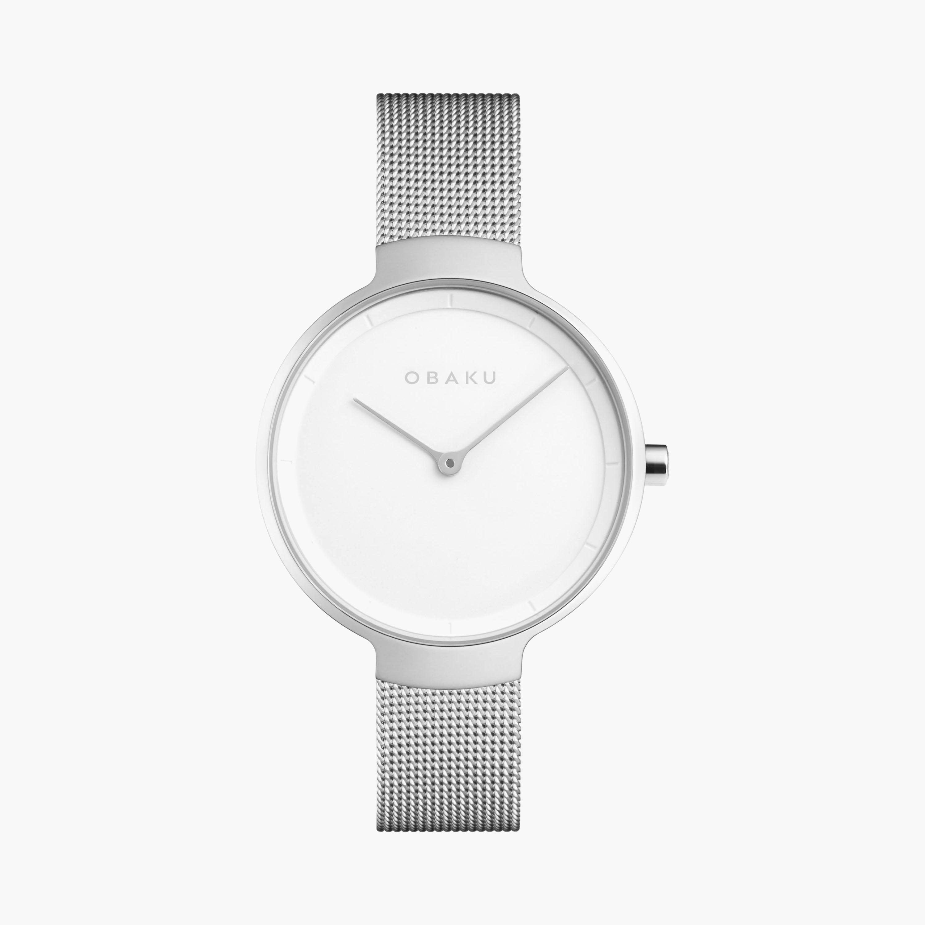 ساعة أنالوج فضية بسوار ستانلس ستيل من أوباكو | V231LXCIMC-women-watchesandjewellery-watches-image-1