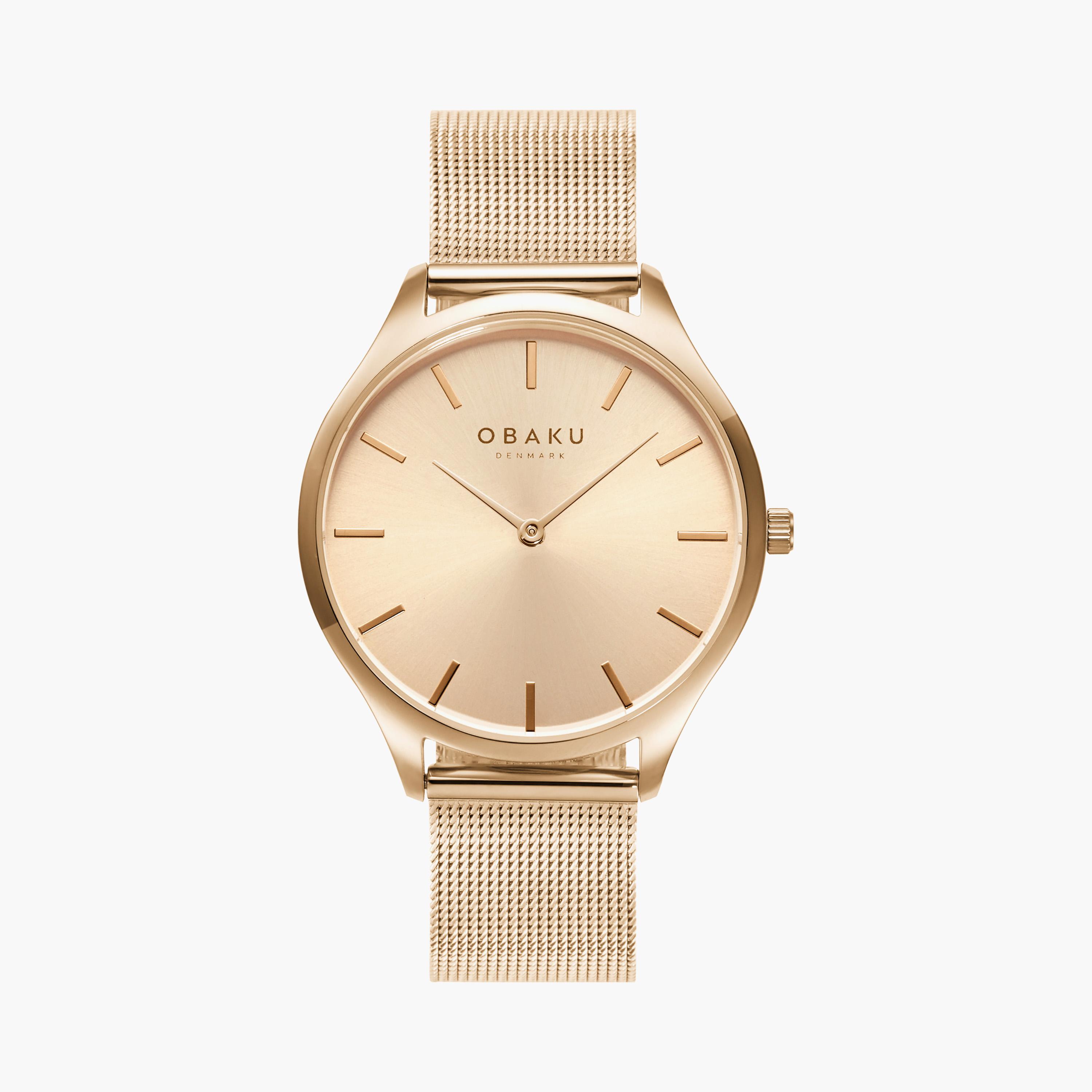 ساعة أوباكو ذو انالوج للنساء بسوار ذهبي وردي مع ستانلس ستيل | V260LXVVMV-women-watchesandjewellery-watches-image-1