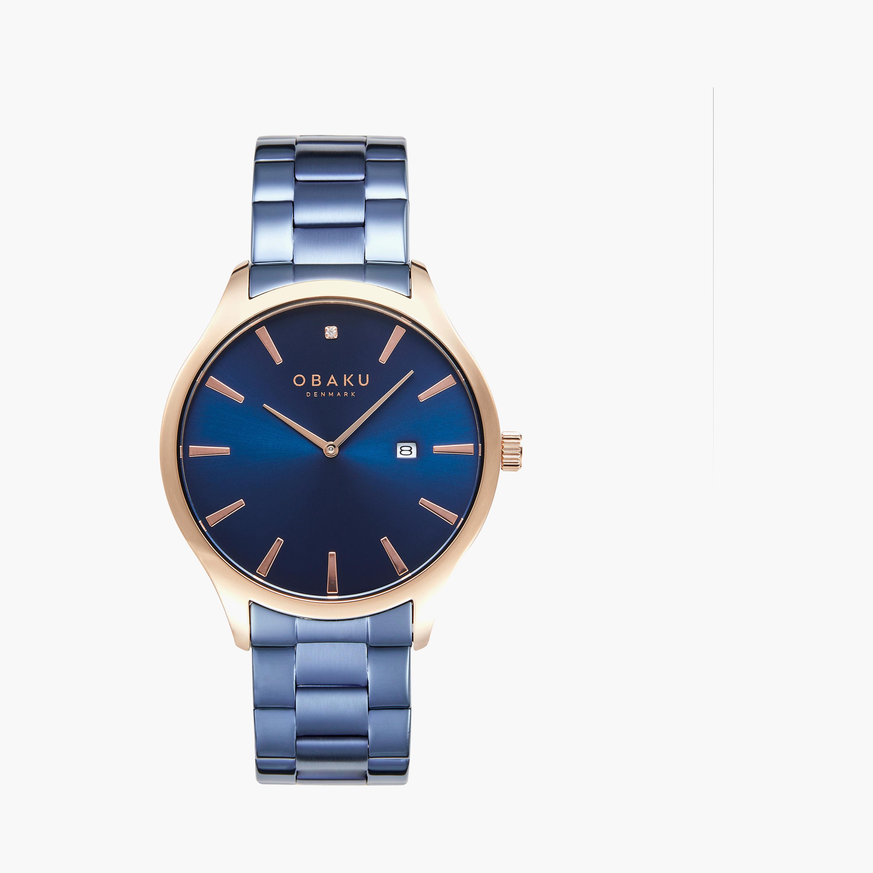 ساعة أنالوج زرقاء بسوار ستانلس ستيل من أوباكو للرجال | V266GDVLSL-DD-men-watchesandjewellery-watches-image-1