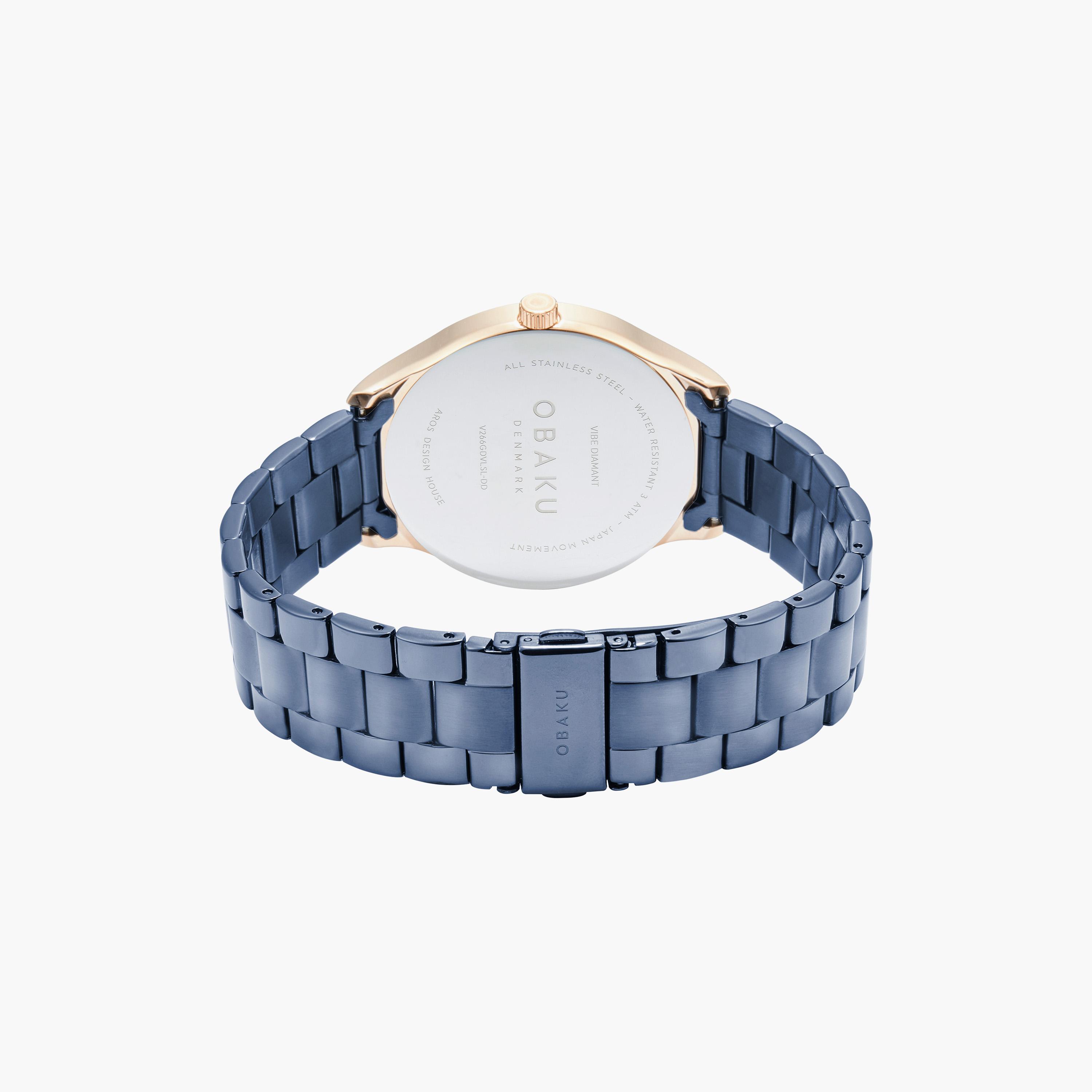 ساعة أنالوج زرقاء بسوار ستانلس ستيل من أوباكو للرجال | V266GDVLSL-DD-men-watchesandjewellery-watches-image-3
