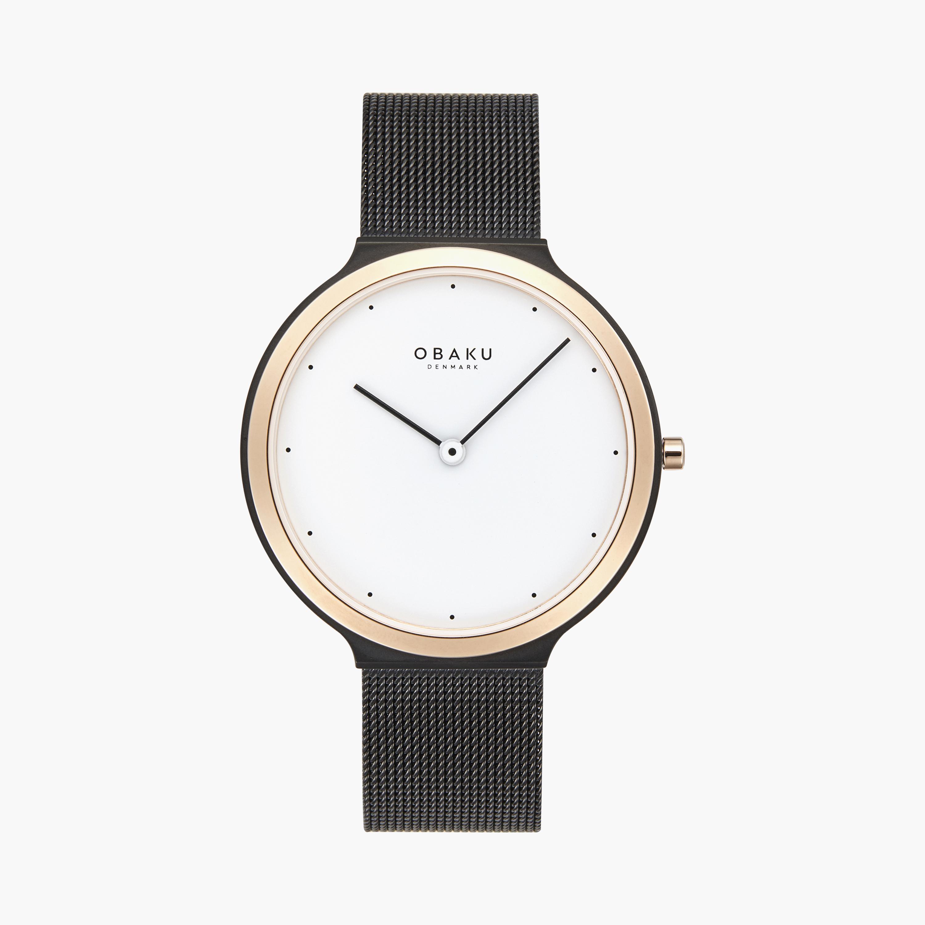 ساعة أنالوج سوداء بسوار ستانلس ستيل من أوباكو للنساء | V269LXMWMB-women-watchesandjewellery-watches-image-1
