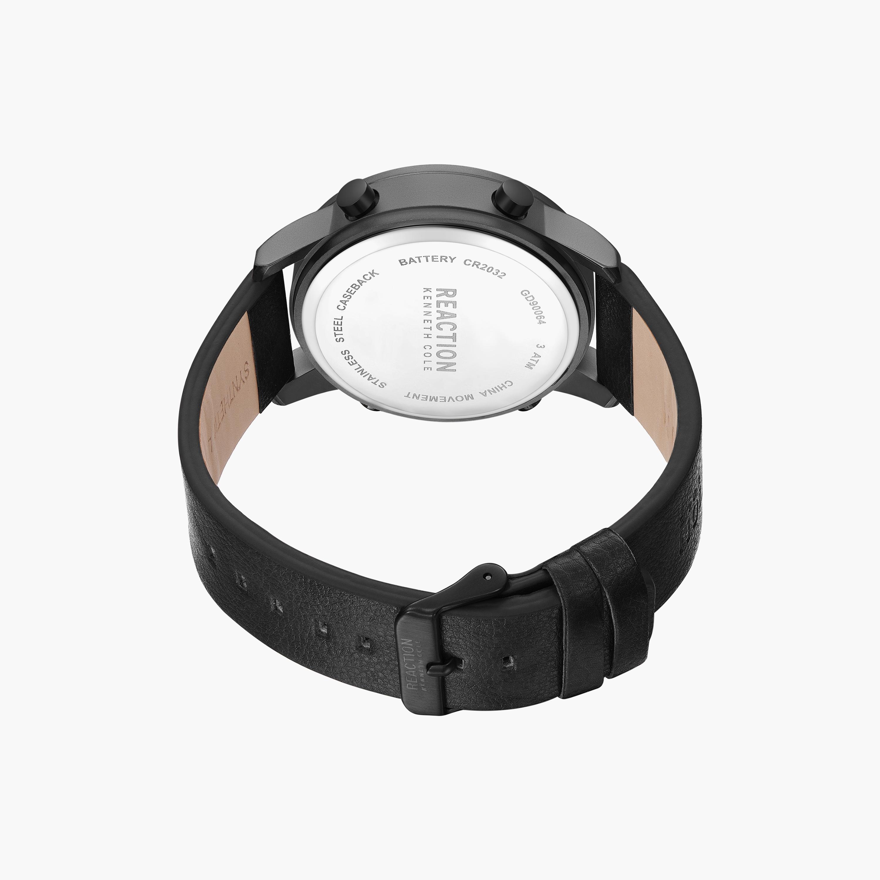 ساعة أنالوج الرقمية بسوار جلدي اسود للرجال من كينيث كول | KRWGD9006402-men-watchesandjewellery-watches-image-3