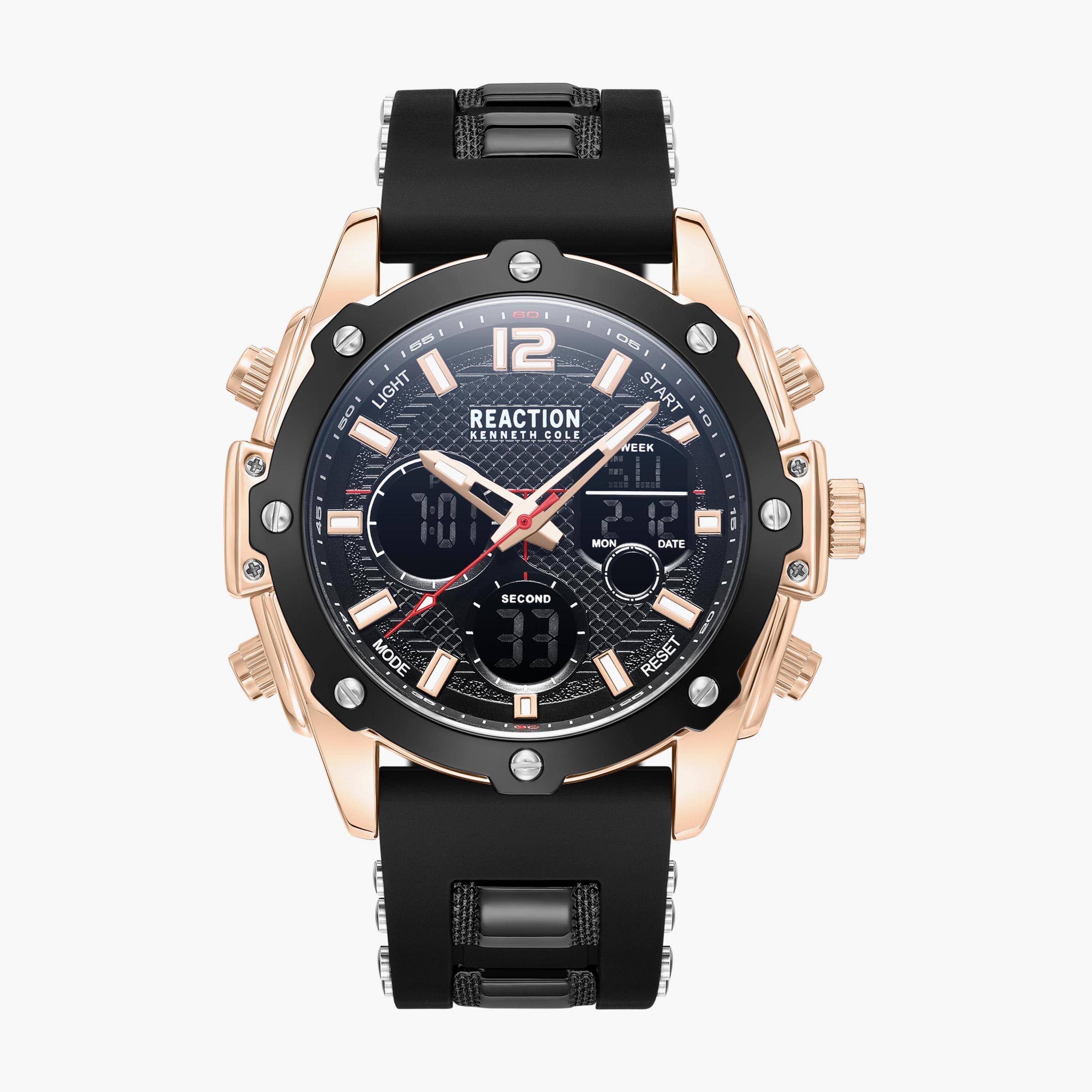 ساعة كينيث كول للرجال بسوار سيليكون انالوج-رقمي باللون الأسود | KRWGP9006701-men-watchesandjewellery-watches-image-1
