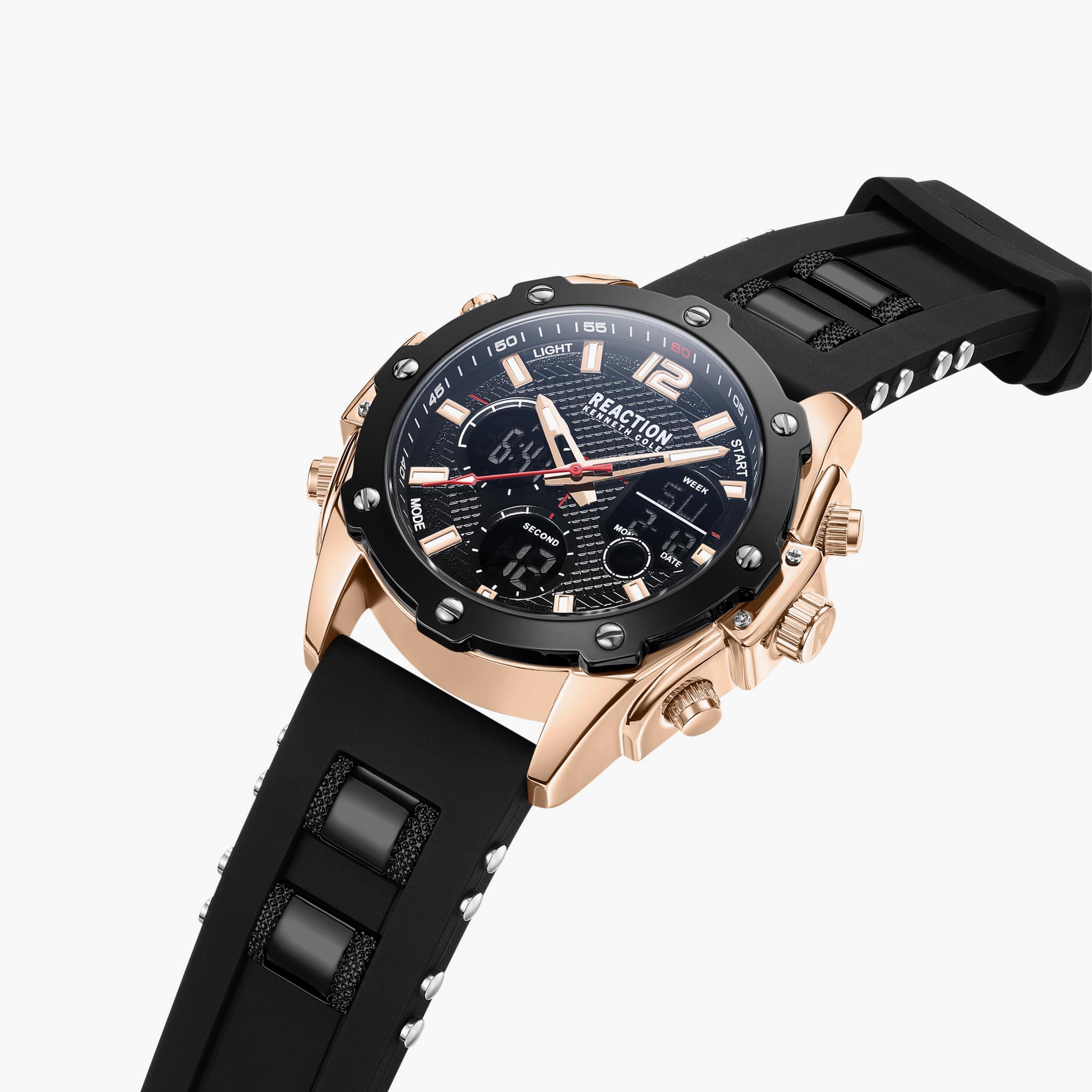 ساعة كينيث كول للرجال بسوار سيليكون انالوج-رقمي باللون الأسود | KRWGP9006701-men-watchesandjewellery-watches-image-2