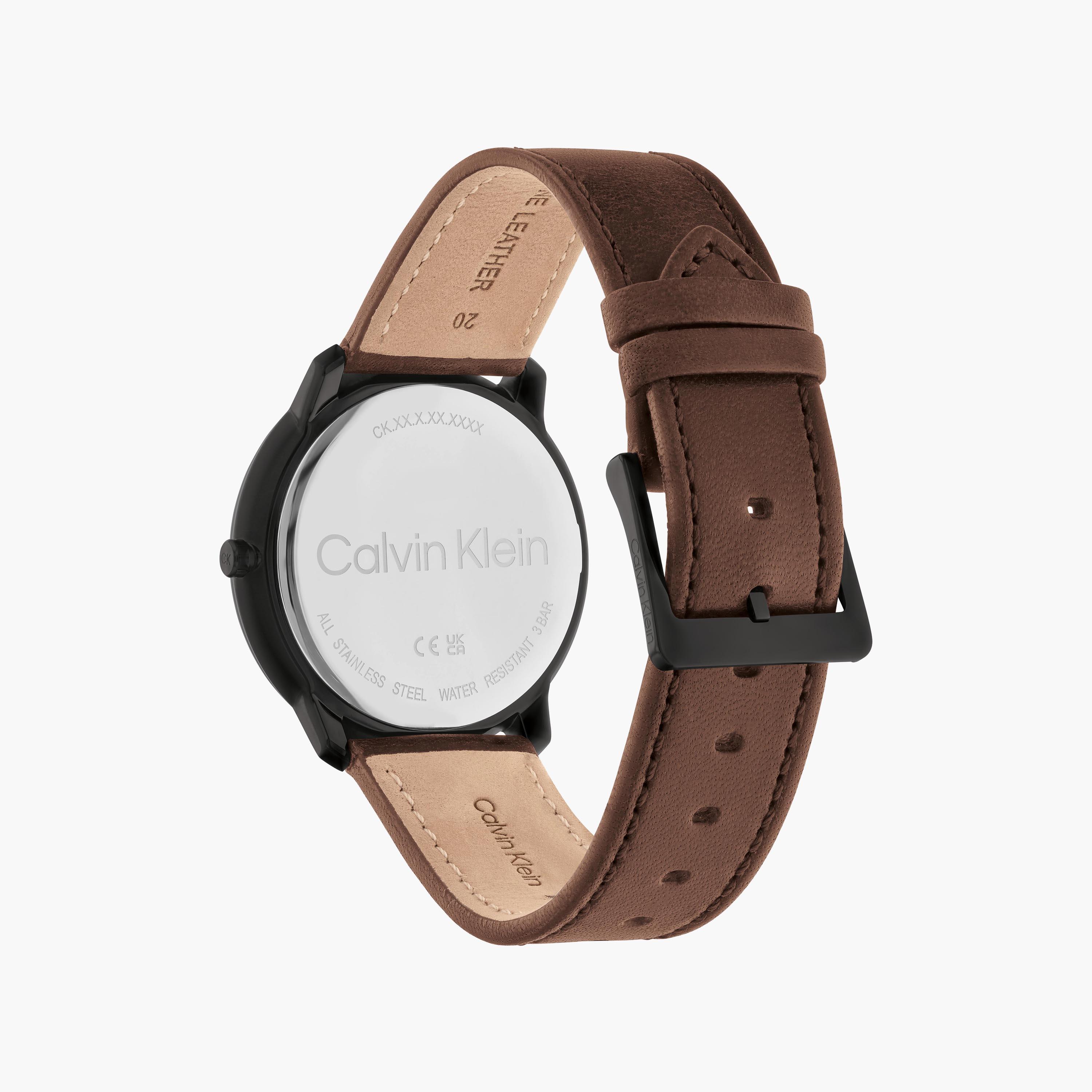 ساعة أنالوج بسوار جلدي بني للجنسين من كالفن كلاين | 25200155-men-watchesandjewellery-watches-image-3