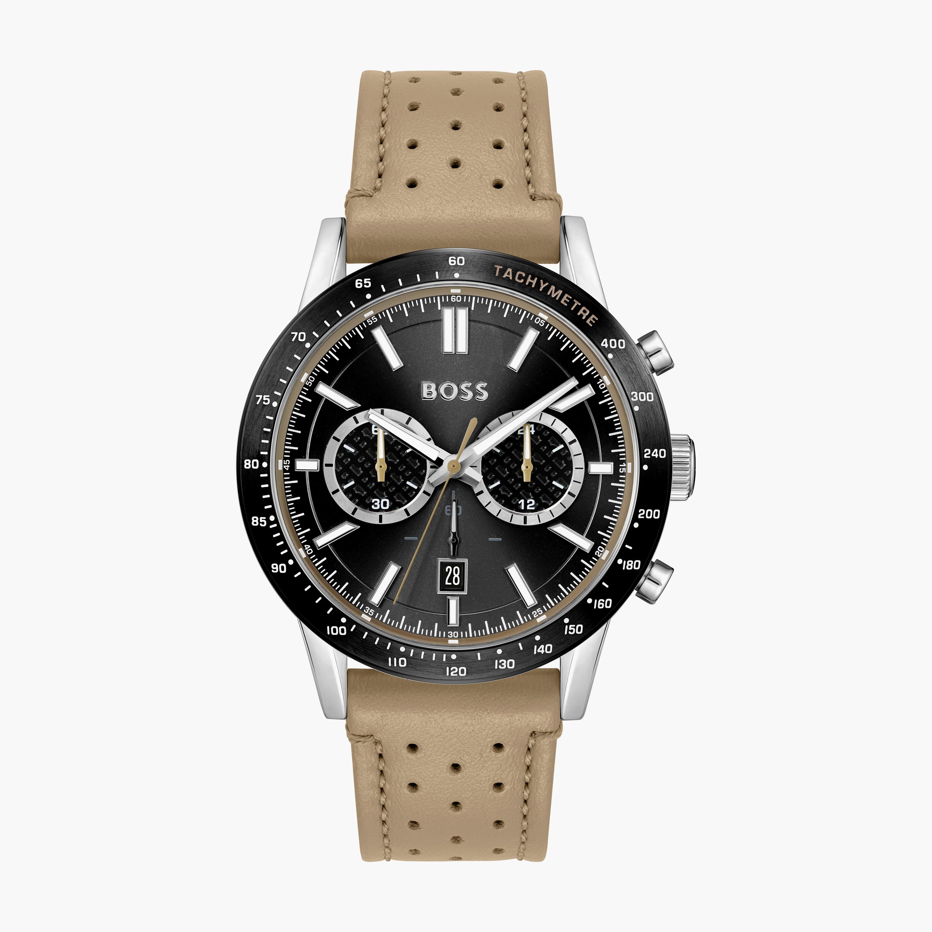 Buy Men s Hugo Boss 44 MM Men s Brown Chronograph Leather Strap Watch 1513964 Online Centrepoint UAE