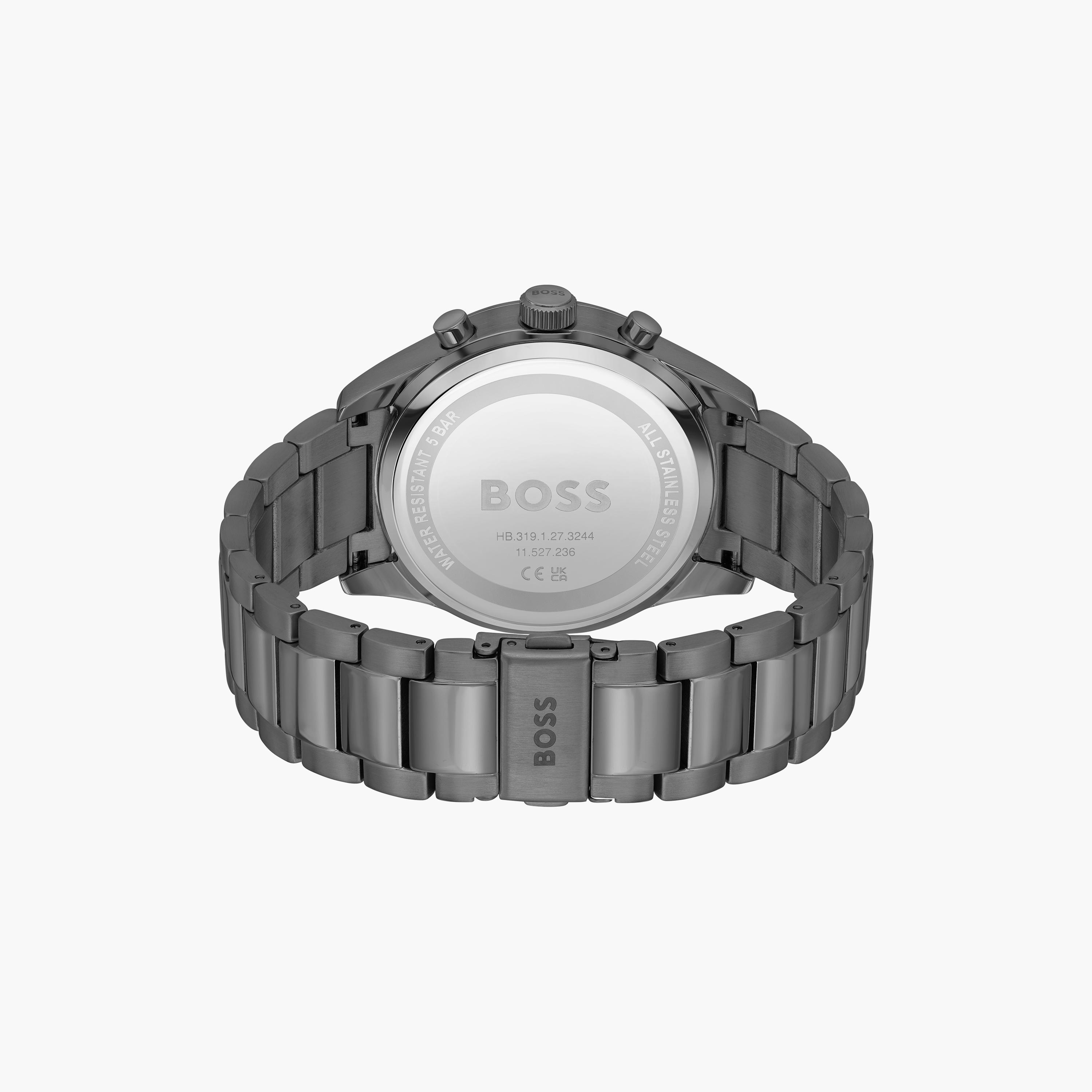 ساعة كرونوغراف بلون رمادي بسوار ستانلس ستيل من هيوغو بوس للرجال مع 44 مم | 1513991-men-watchesandjewellery-watches-image-3