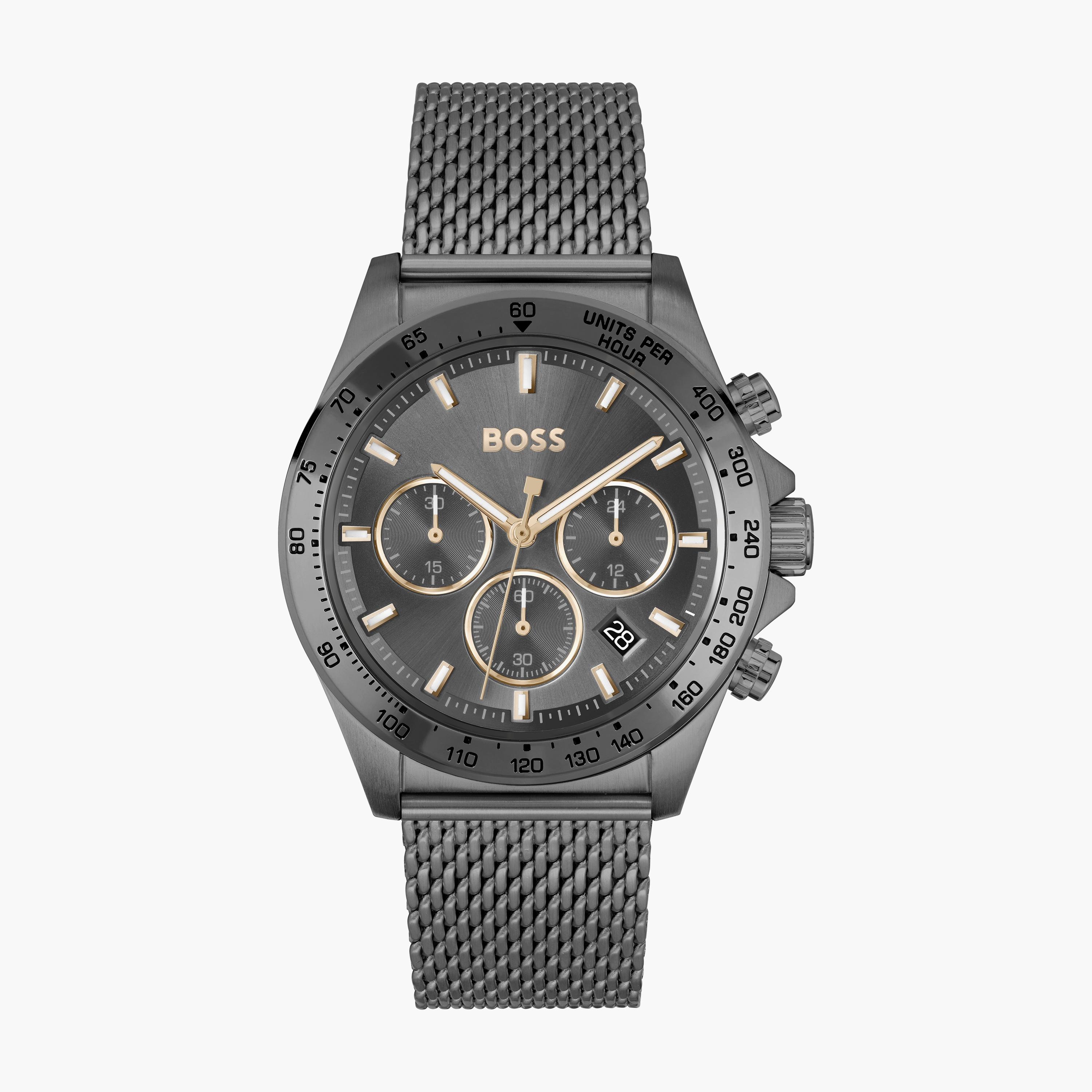 ساعة كرونوغراف بلون رمادي بسوار ستانلس ستيل من هيوغو بوس للرجال مع 43 مم | 1514021-men-watchesandjewellery-watches-image-1