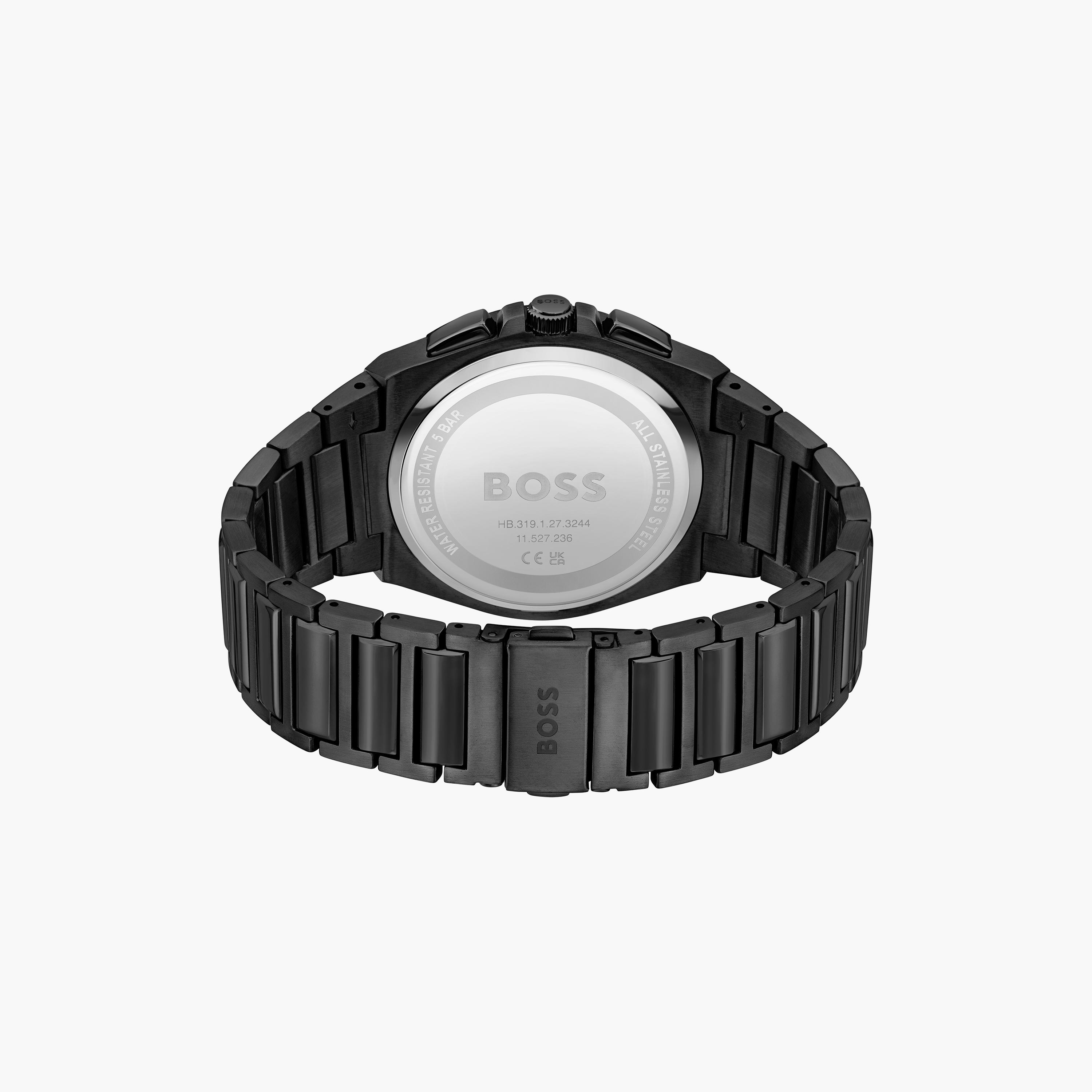 ساعة كرونوغراف بلون اسود بسوار ستانلس ستيل من هيوغو بوس للرجال مع 46 مم | 1514043-men-watchesandjewellery-watches-image-3