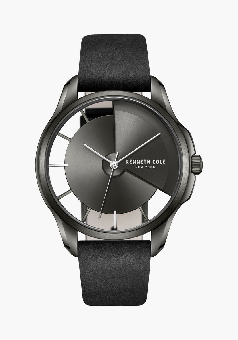 Buy Men's Kenneth Cole Men's Black Analog Leather Strap Watch, KCWGA0014901 Online