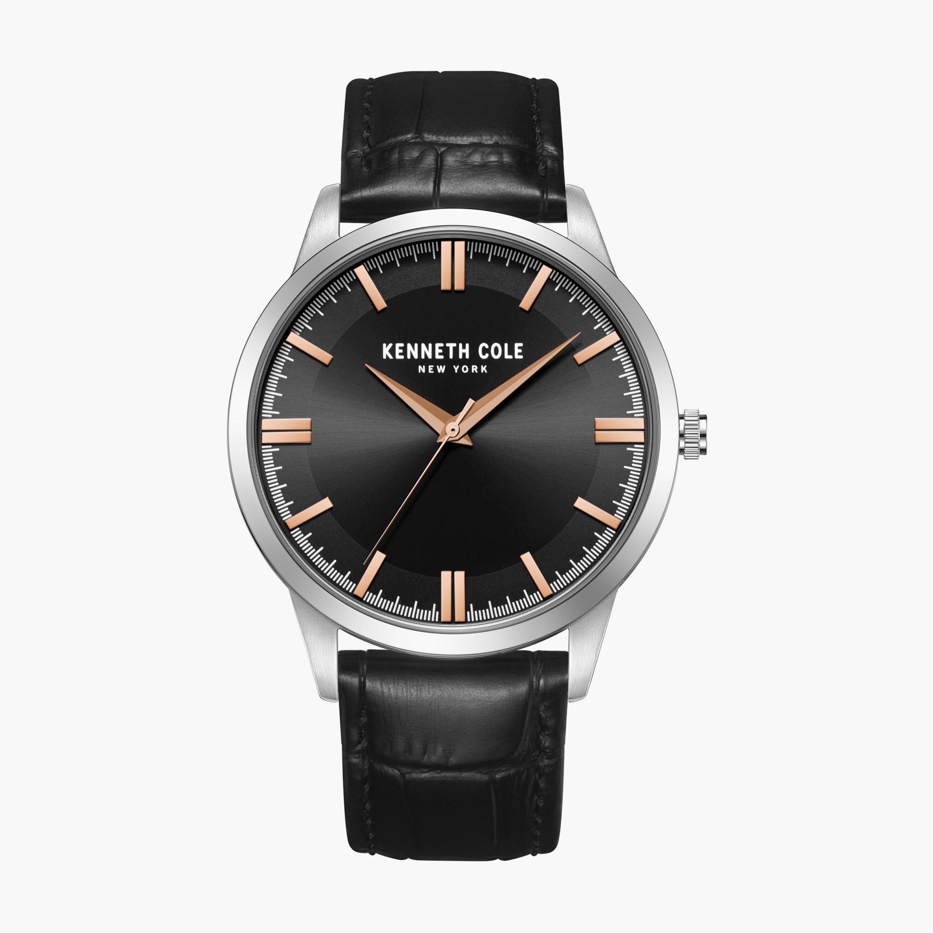 ساعة أنالوج بسوار جلدي اسود للرجال من كينيث كول | KCWGA2221501-men-watchesandjewellery-watches-image-1