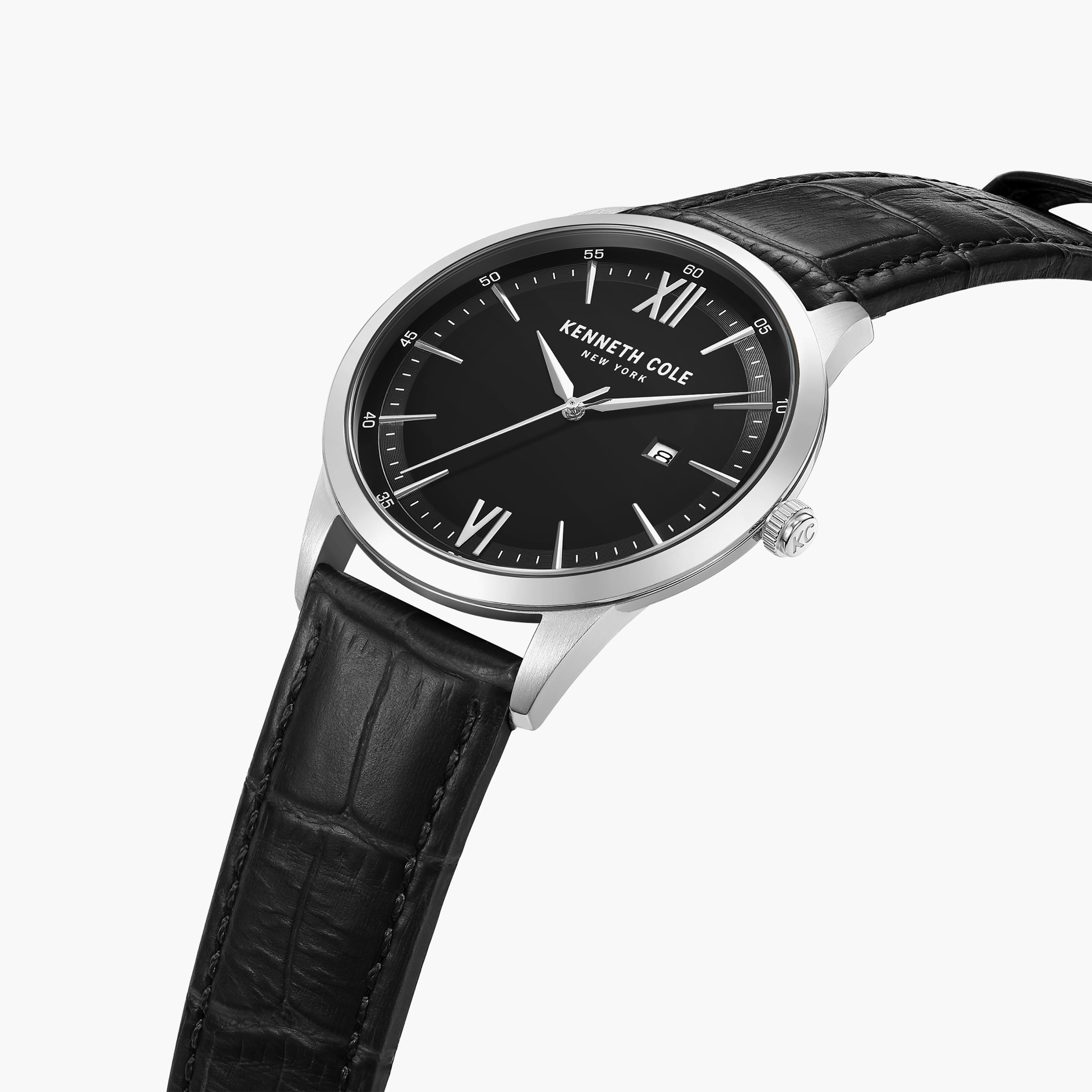 ساعة أنالوج بسوار جلدي اسود للرجال من كينيث كول | KCWGB0014501-men-watchesandjewellery-watches-image-2