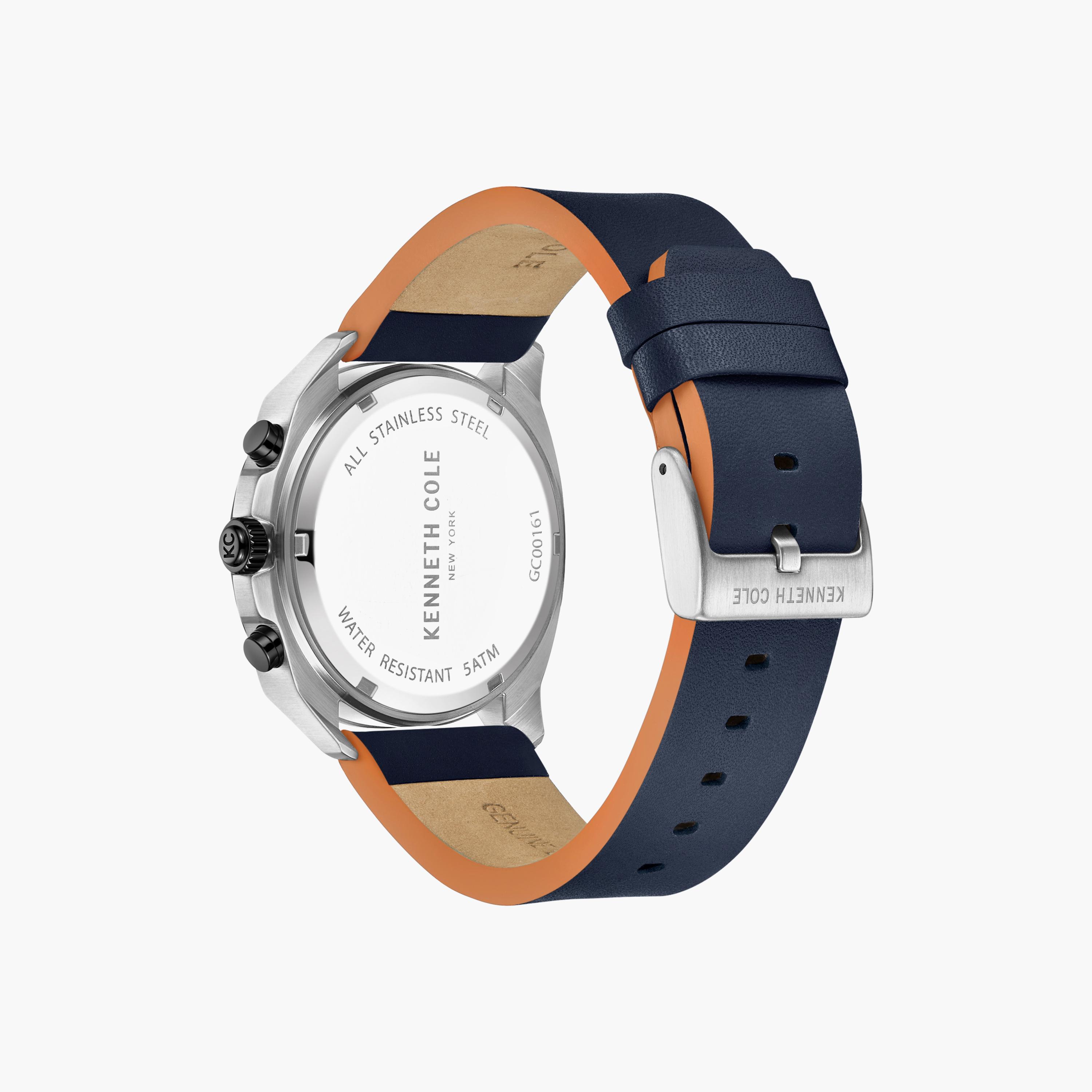 ساعة كرونوغراف بسوار جلدي ازرق للرجال من كينيث كول | KCWGC0016101-men-watchesandjewellery-watches-image-3