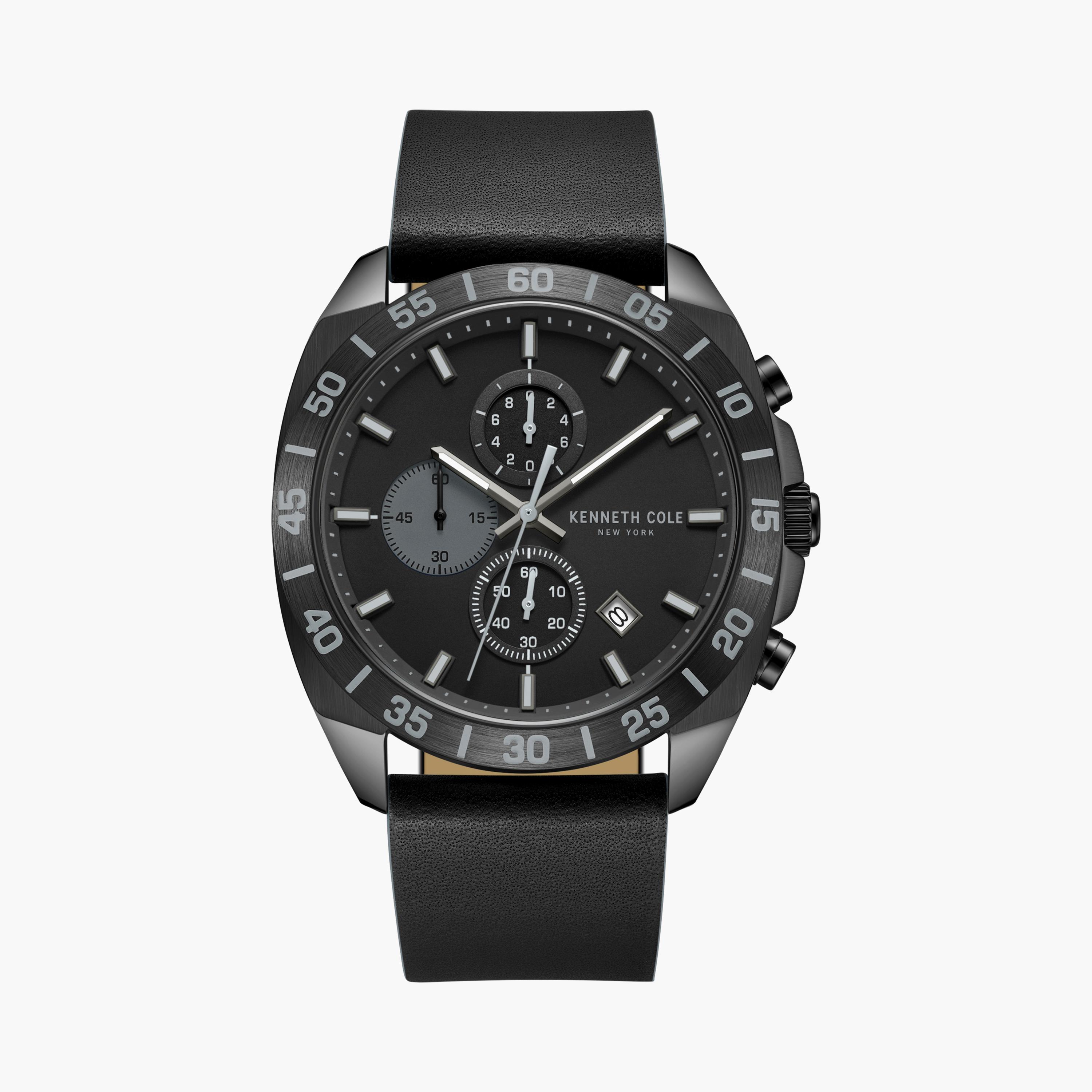 Kenneth cole black leather watch best sale