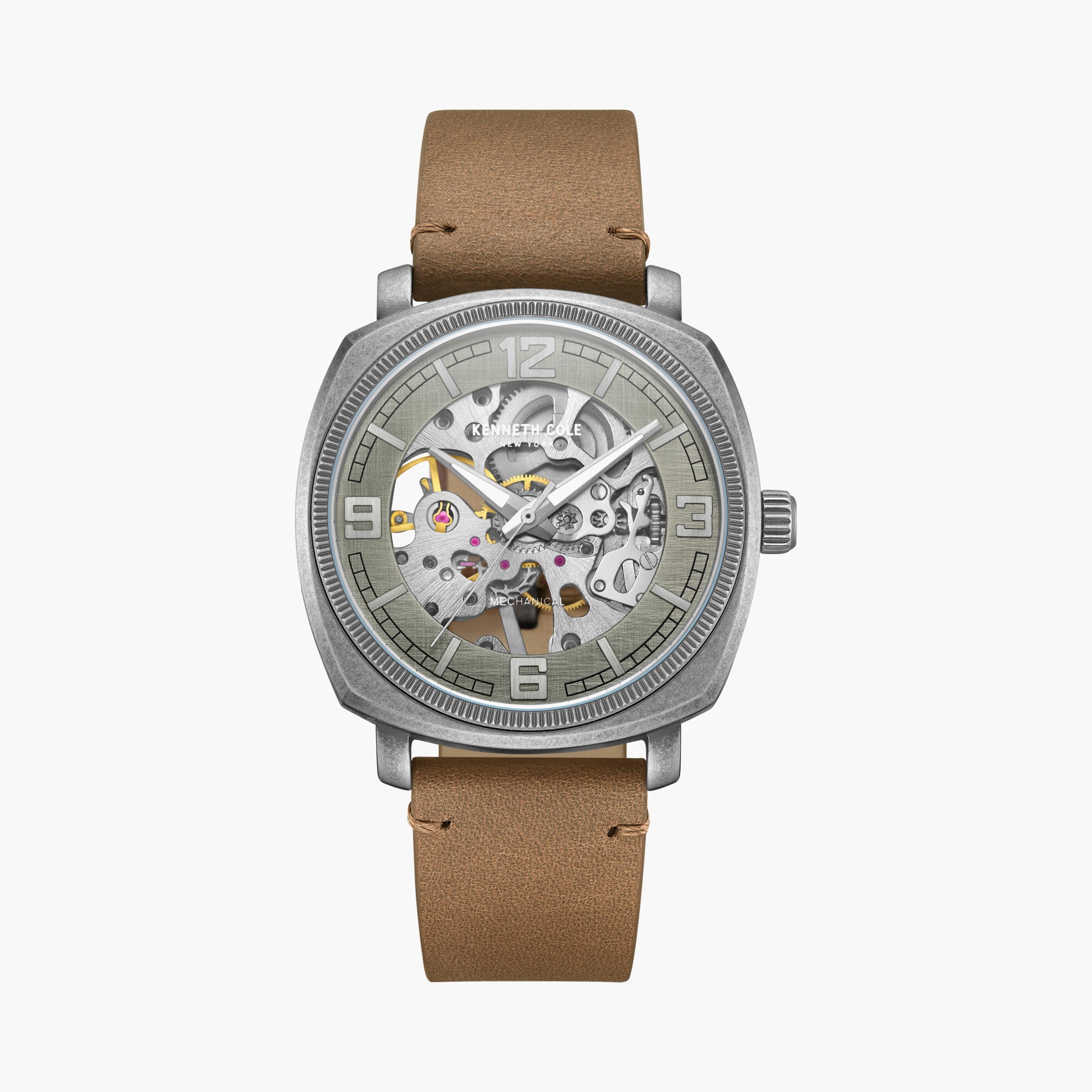 ساعة أنالوج الأوتوماتيكية بسوار جلدي بني من كينيث كول | KCWGE0020701-girls-accessories-watches-image-1
