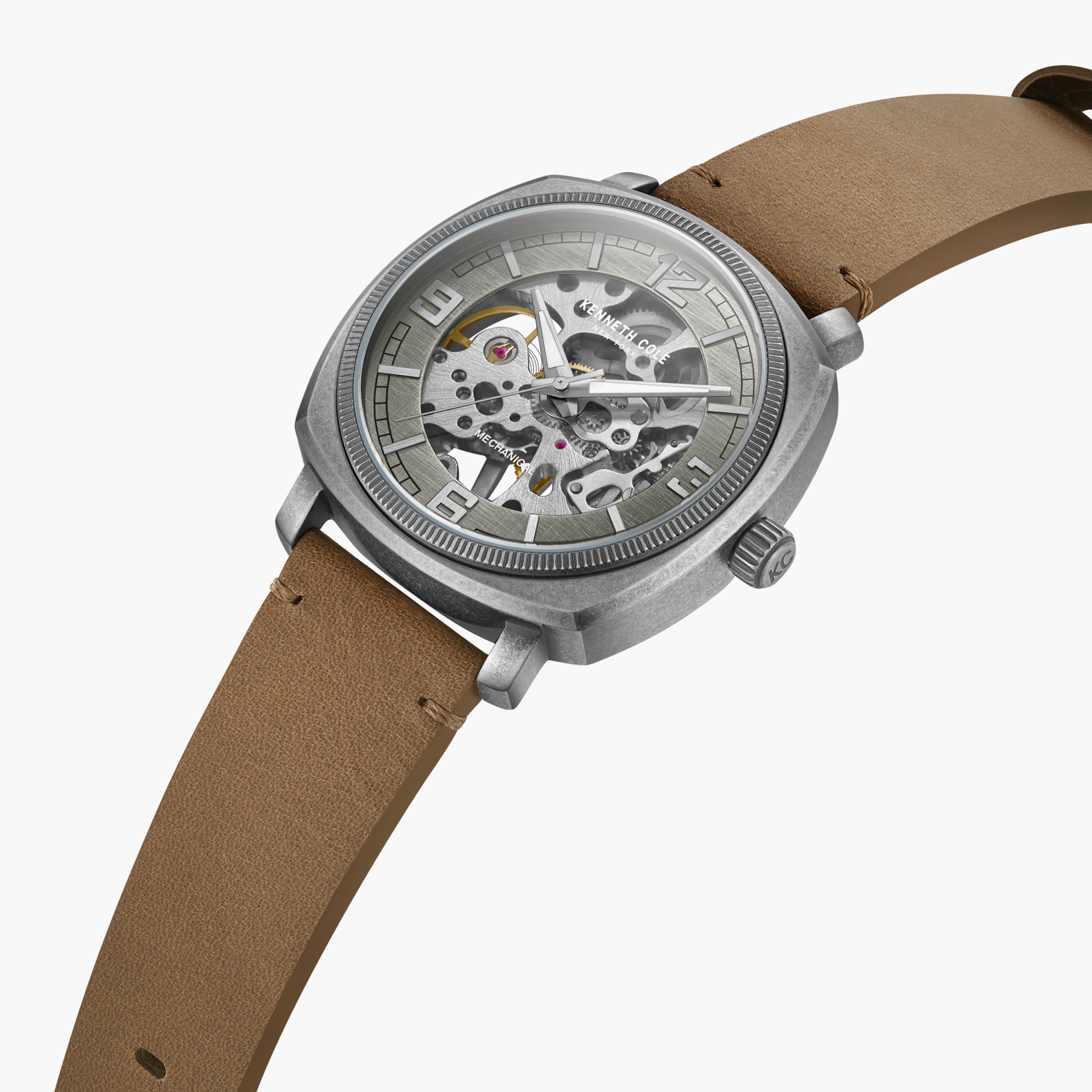 ساعة أنالوج الأوتوماتيكية بسوار جلدي بني من كينيث كول | KCWGE0020701-girls-accessories-watches-image-2