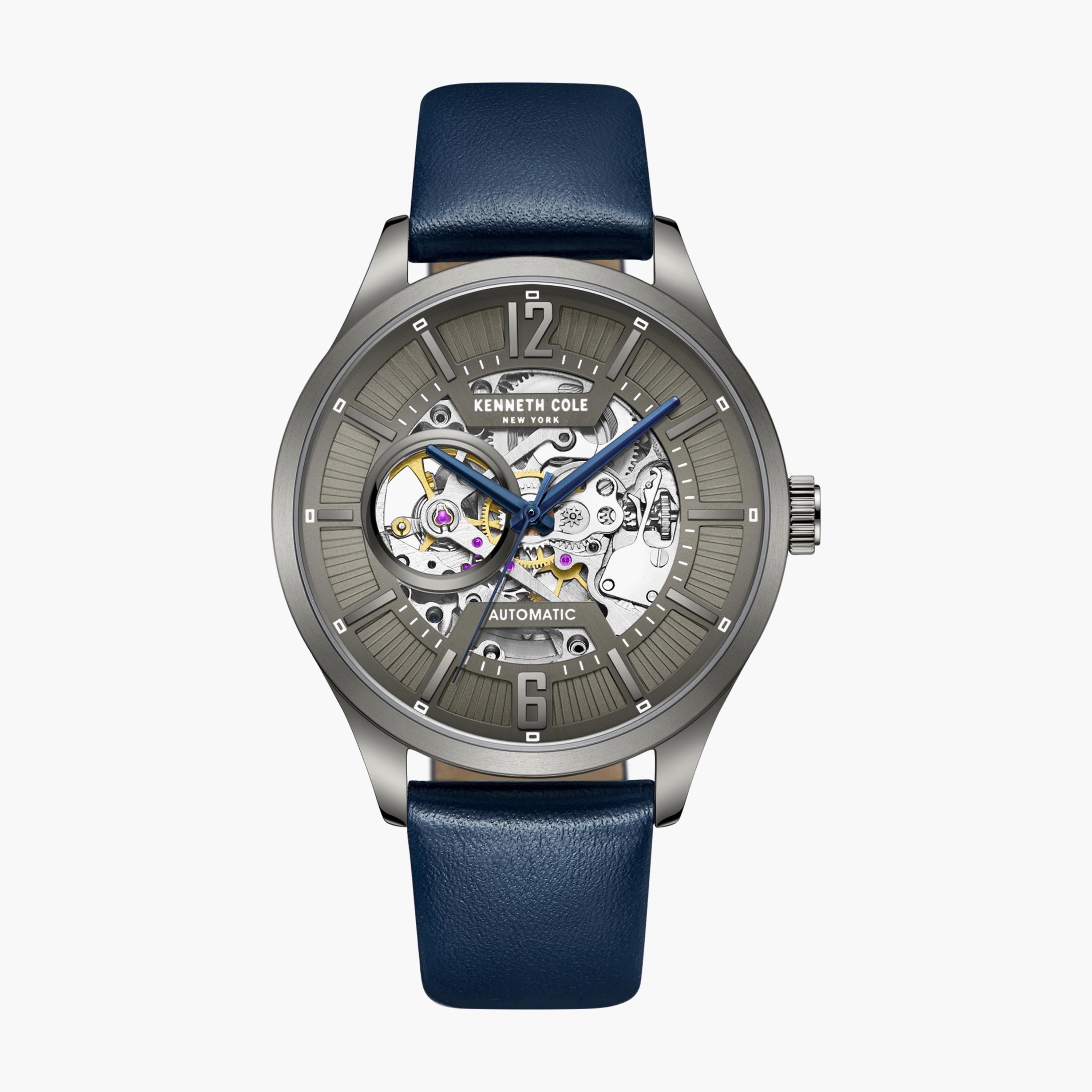 ساعة أنالوج الأوتوماتيكية بسوار جلدي ازرق للرجال من كينيث كول | KCWGE2232502-men-watchesandjewellery-watches-image-1