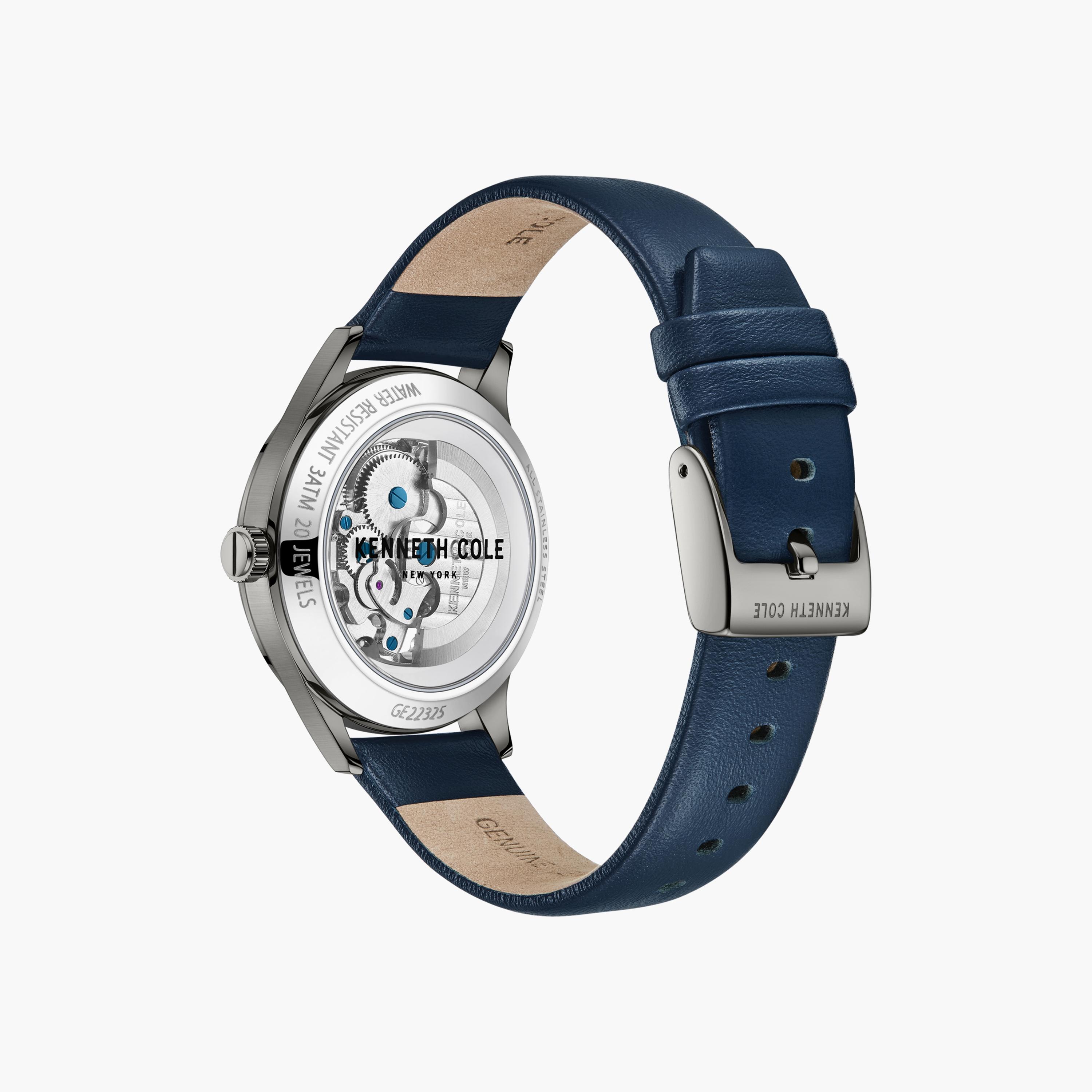 ساعة أنالوج الأوتوماتيكية بسوار جلدي ازرق للرجال من كينيث كول | KCWGE2232502-men-watchesandjewellery-watches-image-3
