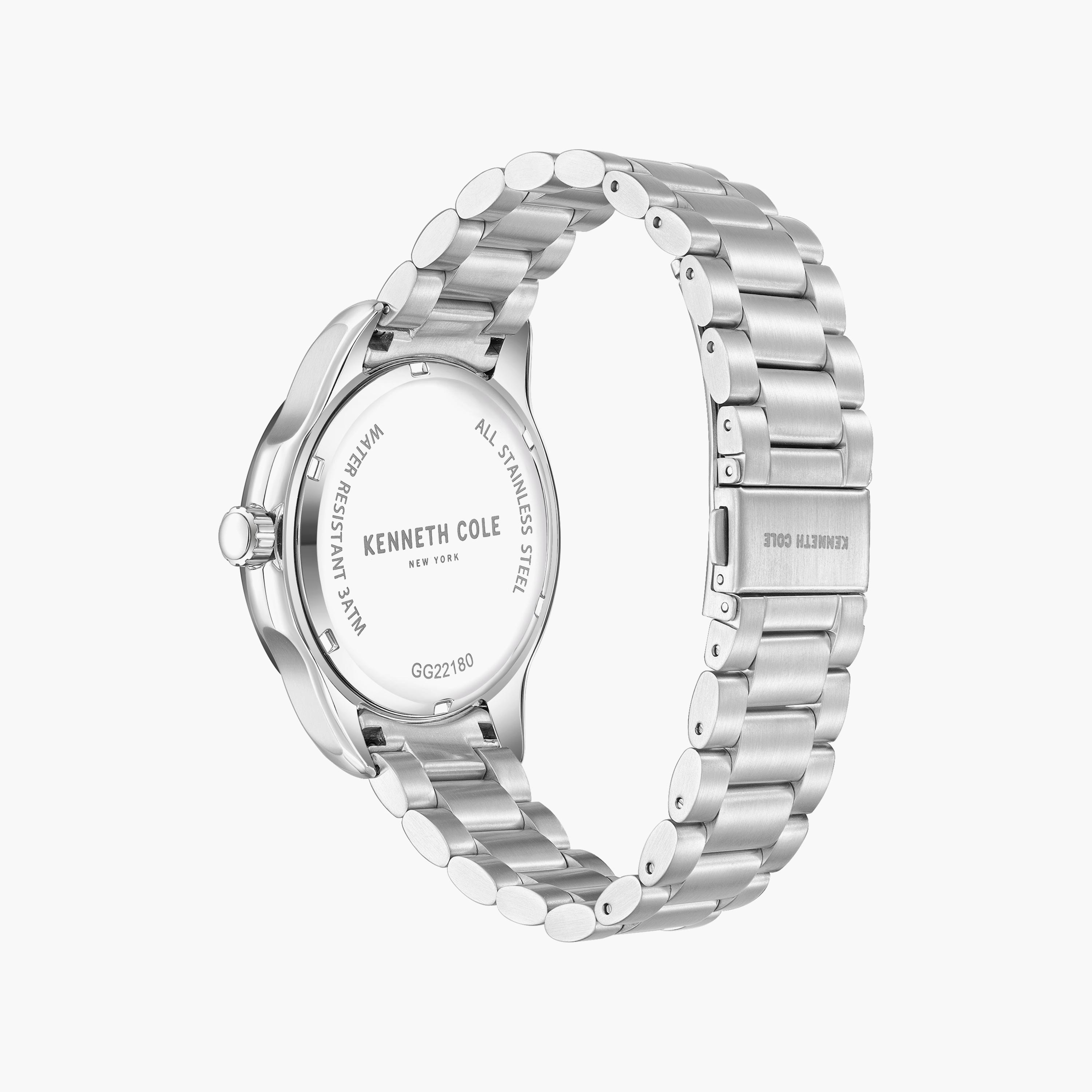 ساعة فضية بسوار ستانلس ستيل أوتوماتيكي من كينيث كول للرجال | KCWGG2218005-men-watchesandjewellery-watches-image-3
