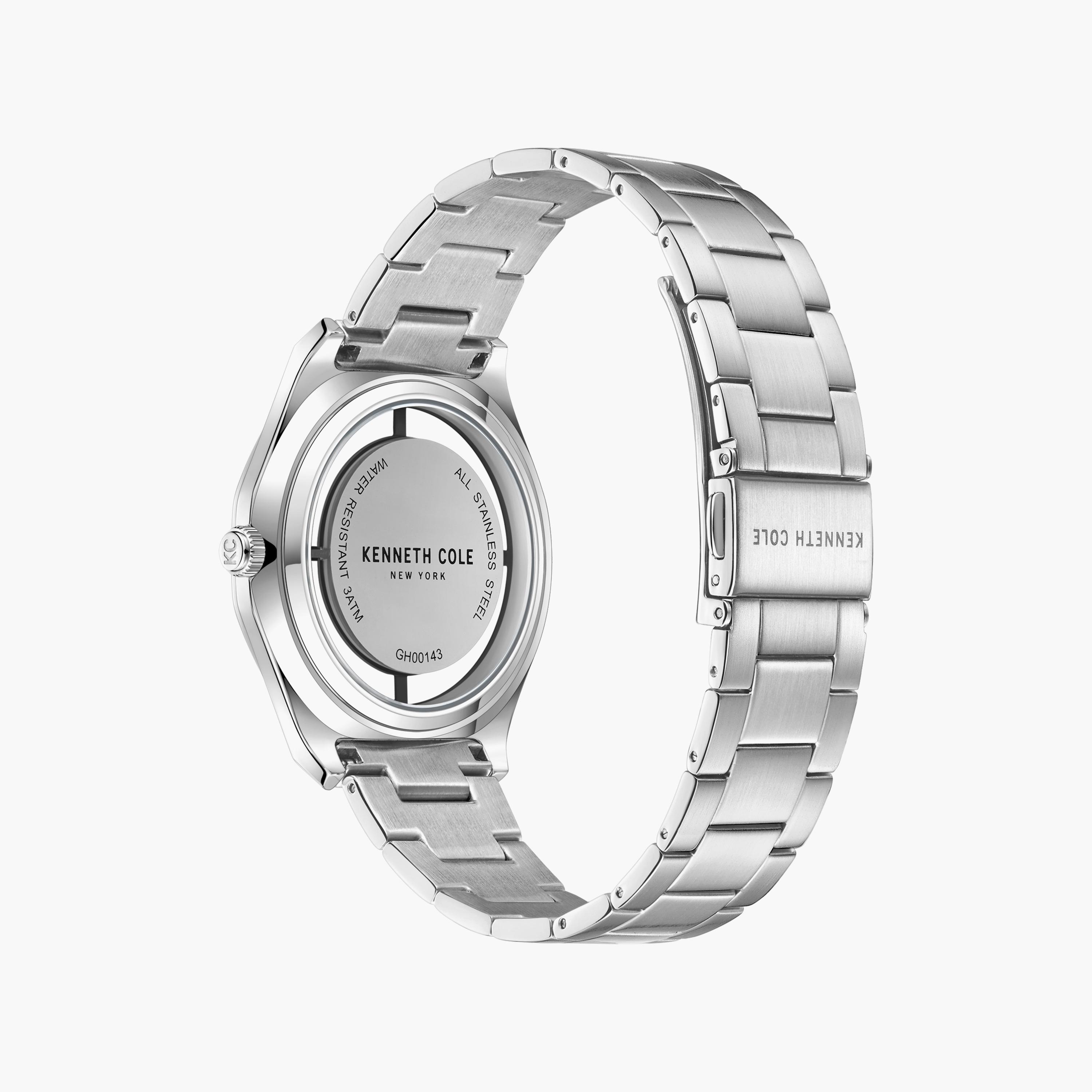 ساعة فضية بسوار ستانلس ستيل أوتوماتيكي من كينيث كول للرجال | KCWGH0014301-men-watchesandjewellery-watches-image-3
