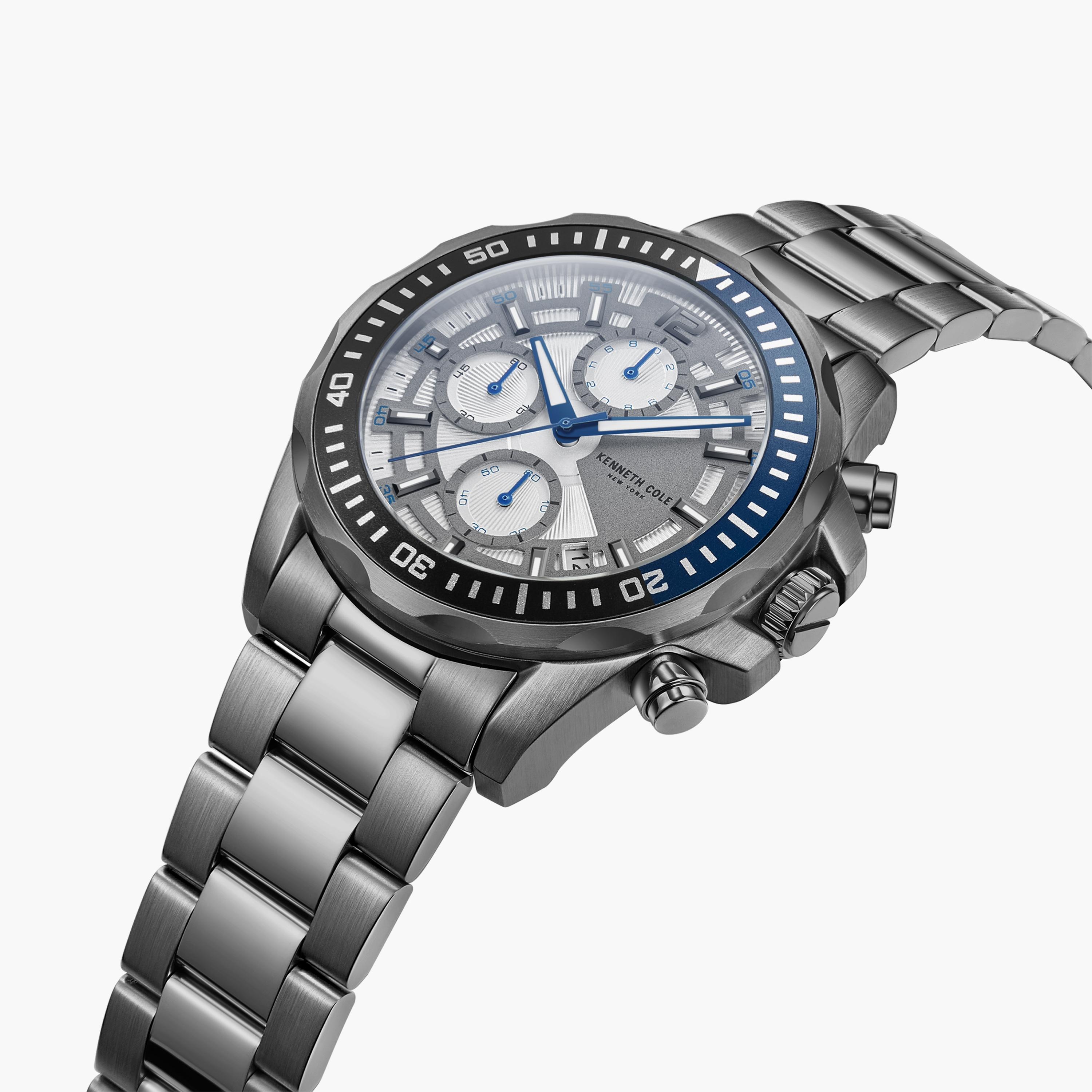 ساعة كرونوغراف رمادية بسوار ستانلس ستيل من كينيث كول للرجال | KCWGK2222201-men-watchesandjewellery-watches-image-2