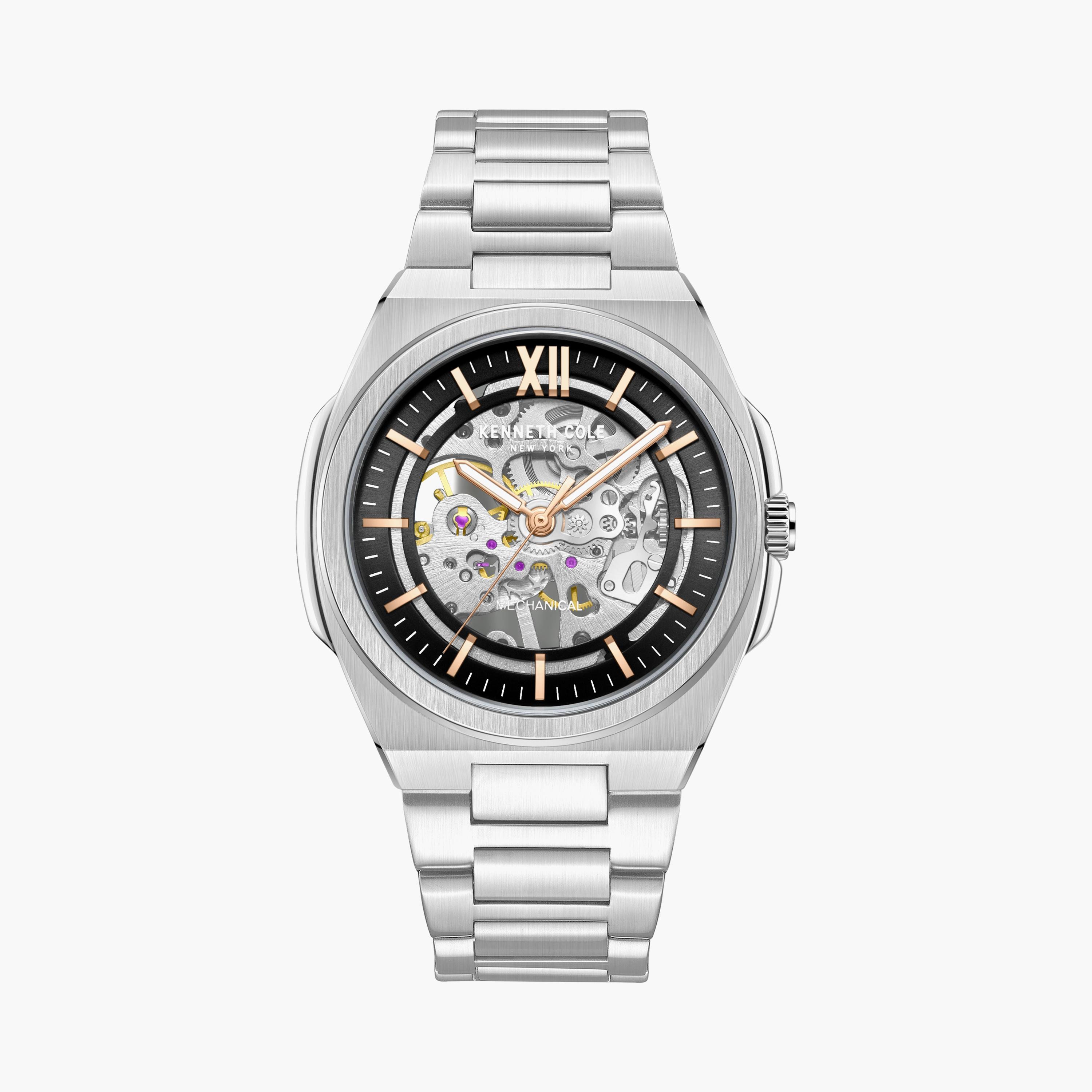 Kenneth Cole Men's Silver Automatic Stainless Steel Strap Watch | KCWGL0014001-men-watchesandjewellery-watches-image-1