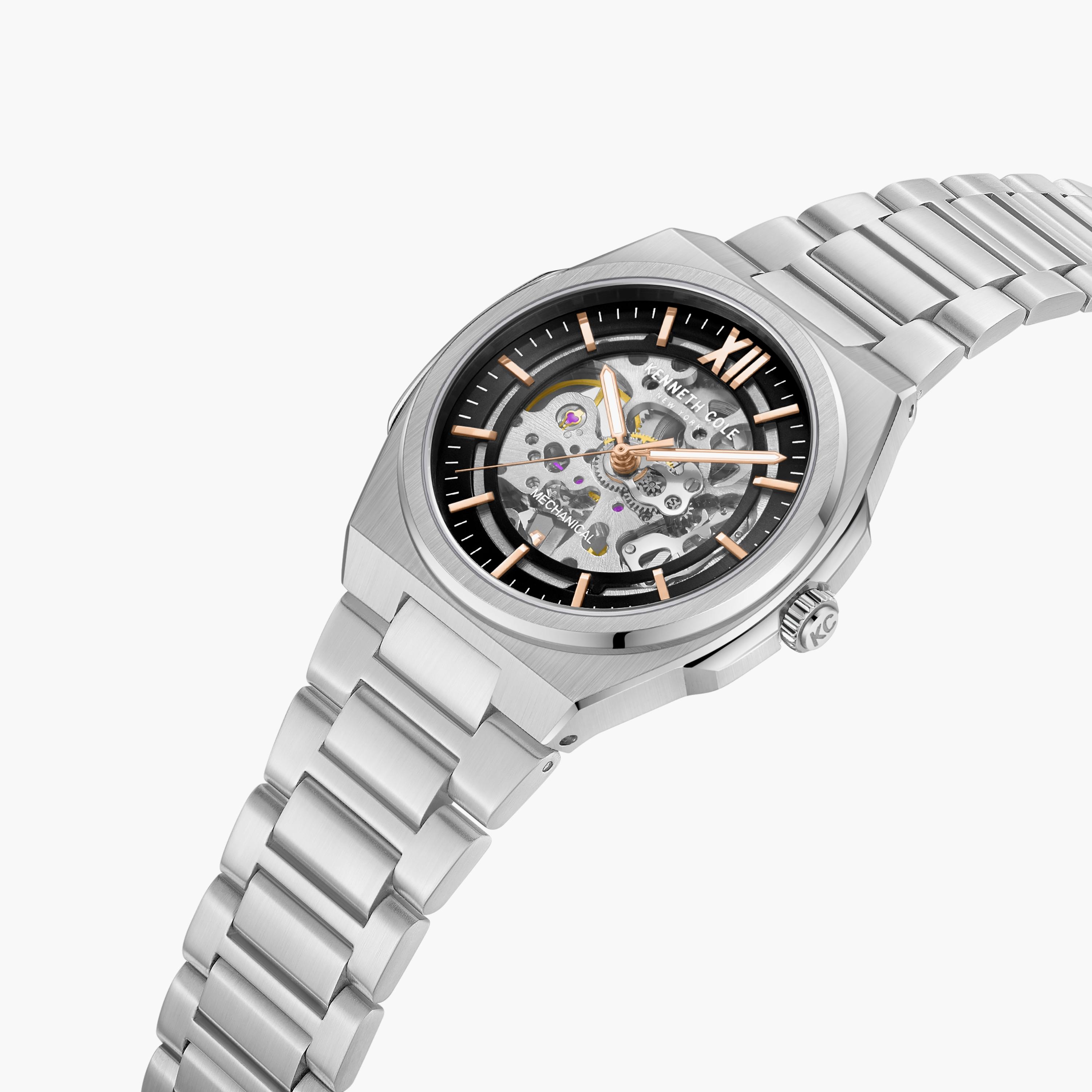 Kenneth Cole Men's Silver Automatic Stainless Steel Strap Watch | KCWGL0014001-men-watchesandjewellery-watches-image-2