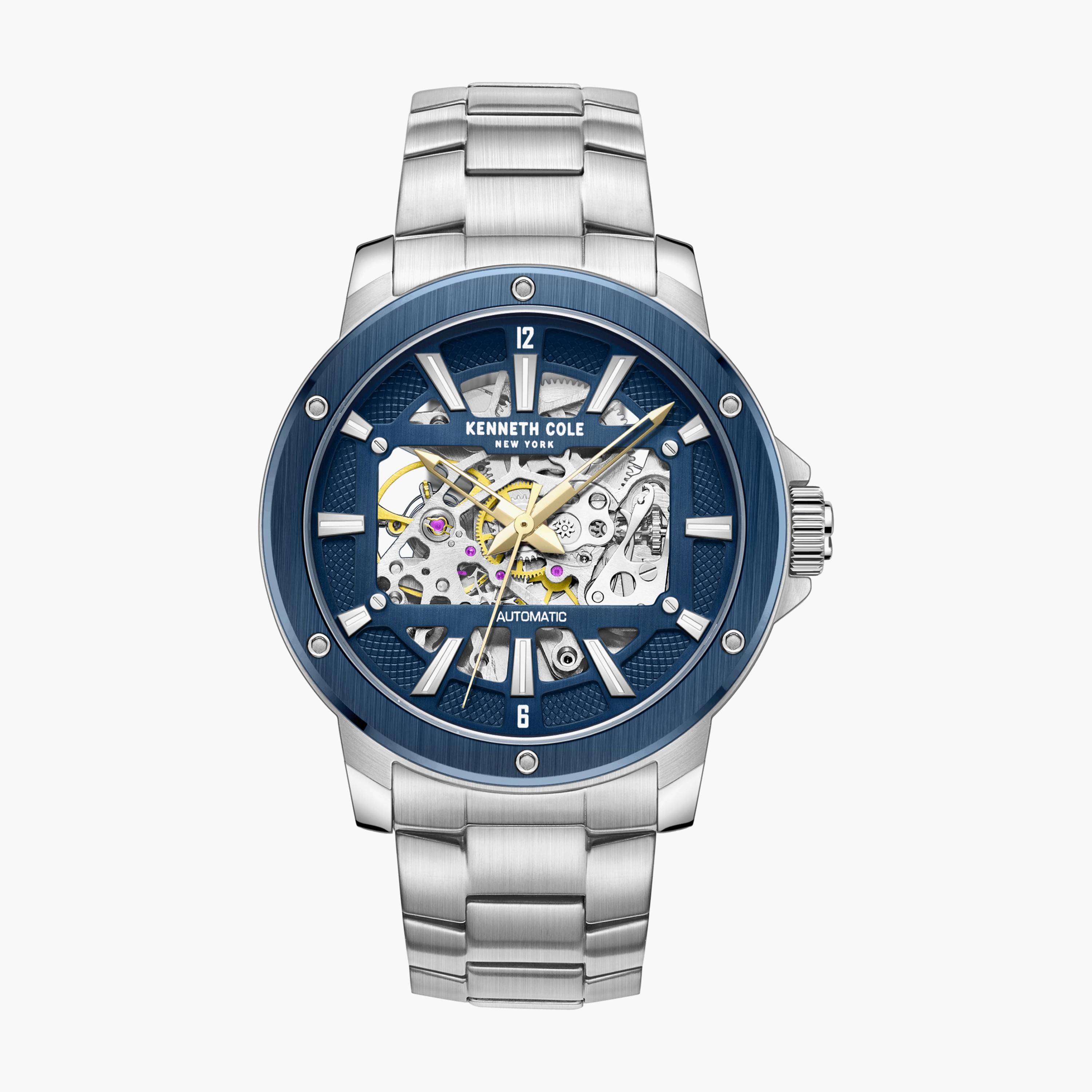 ساعة فضية بسوار ستانلس ستيل أوتوماتيكي من كينيث كول للرجال | KCWGL2237903-men-watchesandjewellery-watches-image-1