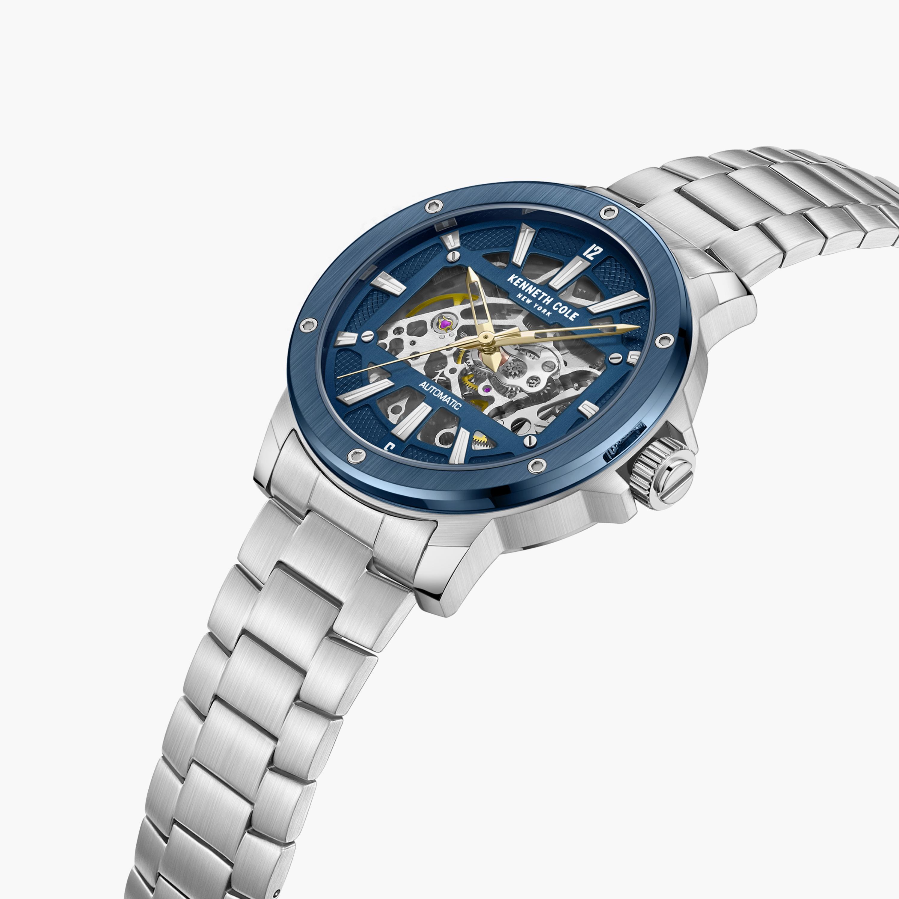 ساعة فضية بسوار ستانلس ستيل أوتوماتيكي من كينيث كول للرجال | KCWGL2237903-men-watchesandjewellery-watches-image-2