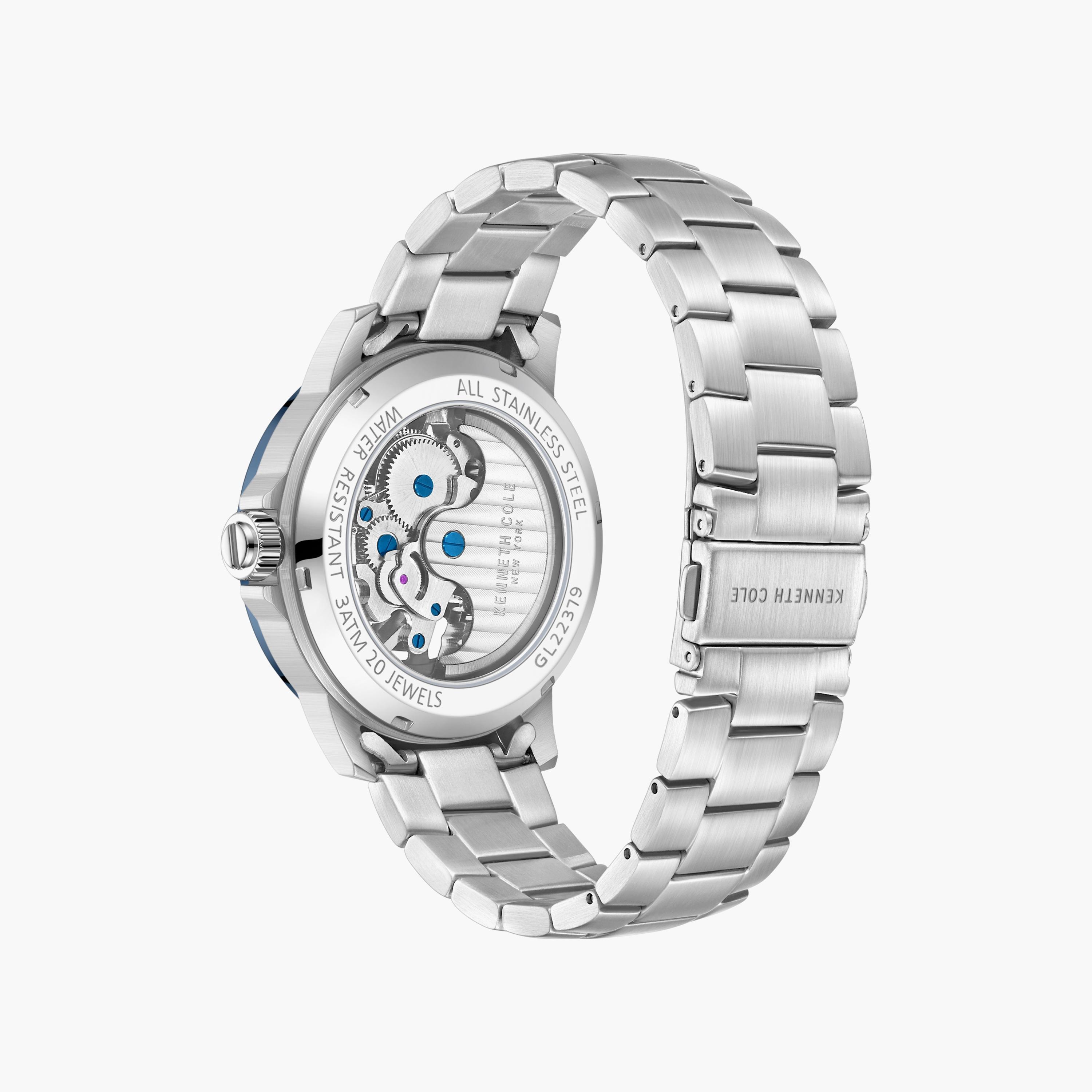 ساعة فضية بسوار ستانلس ستيل أوتوماتيكي من كينيث كول للرجال | KCWGL2237903-men-watchesandjewellery-watches-image-3