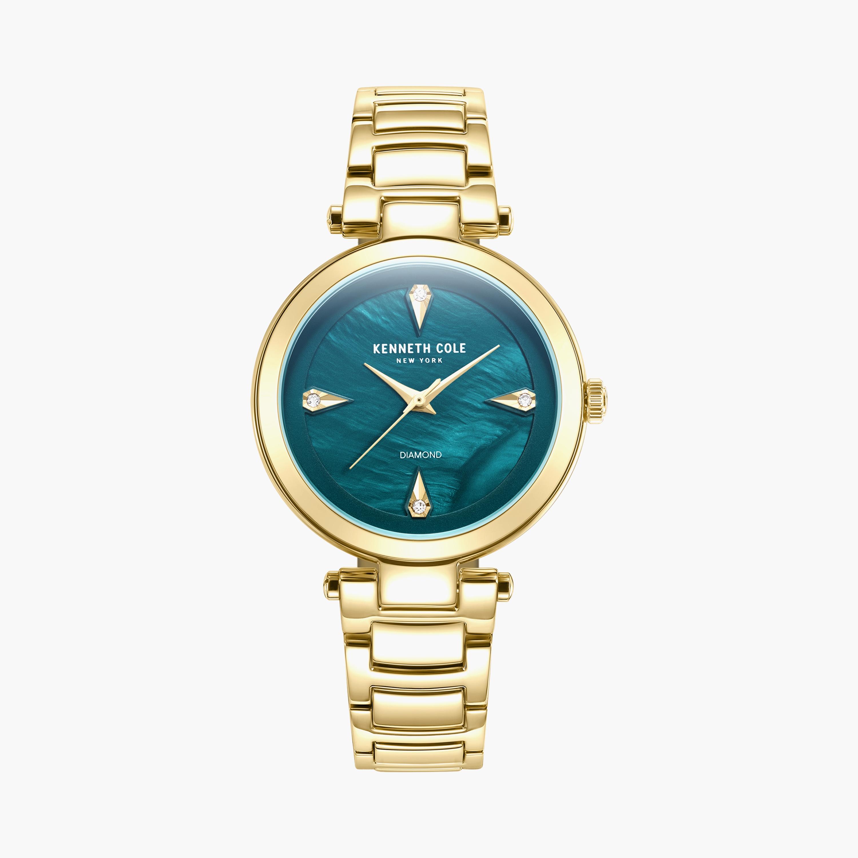 ساعة أنالوج ذهبية بسوار ستانلس ستيل من كينيث كول للنساء | KCWLG2236303-women-watchesandjewellery-watches-image-1