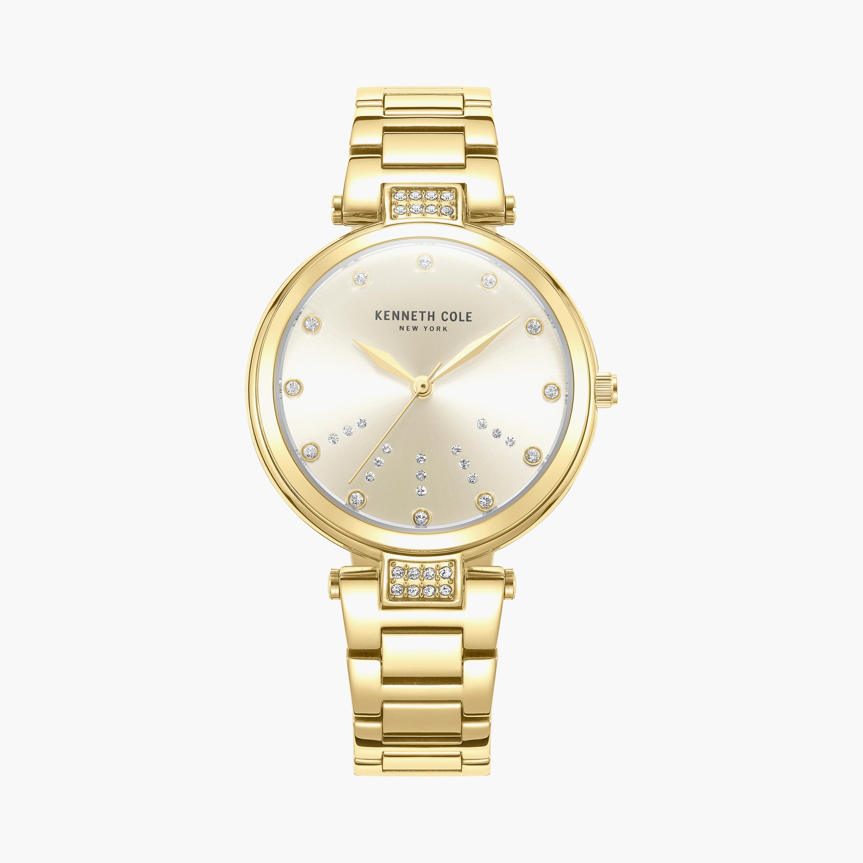ساعة أنالوج ذهبية بسوار ستانلس ستيل من كينيث كول للنساء | KCWLG2237302-women-watchesandjewellery-watches-image-1