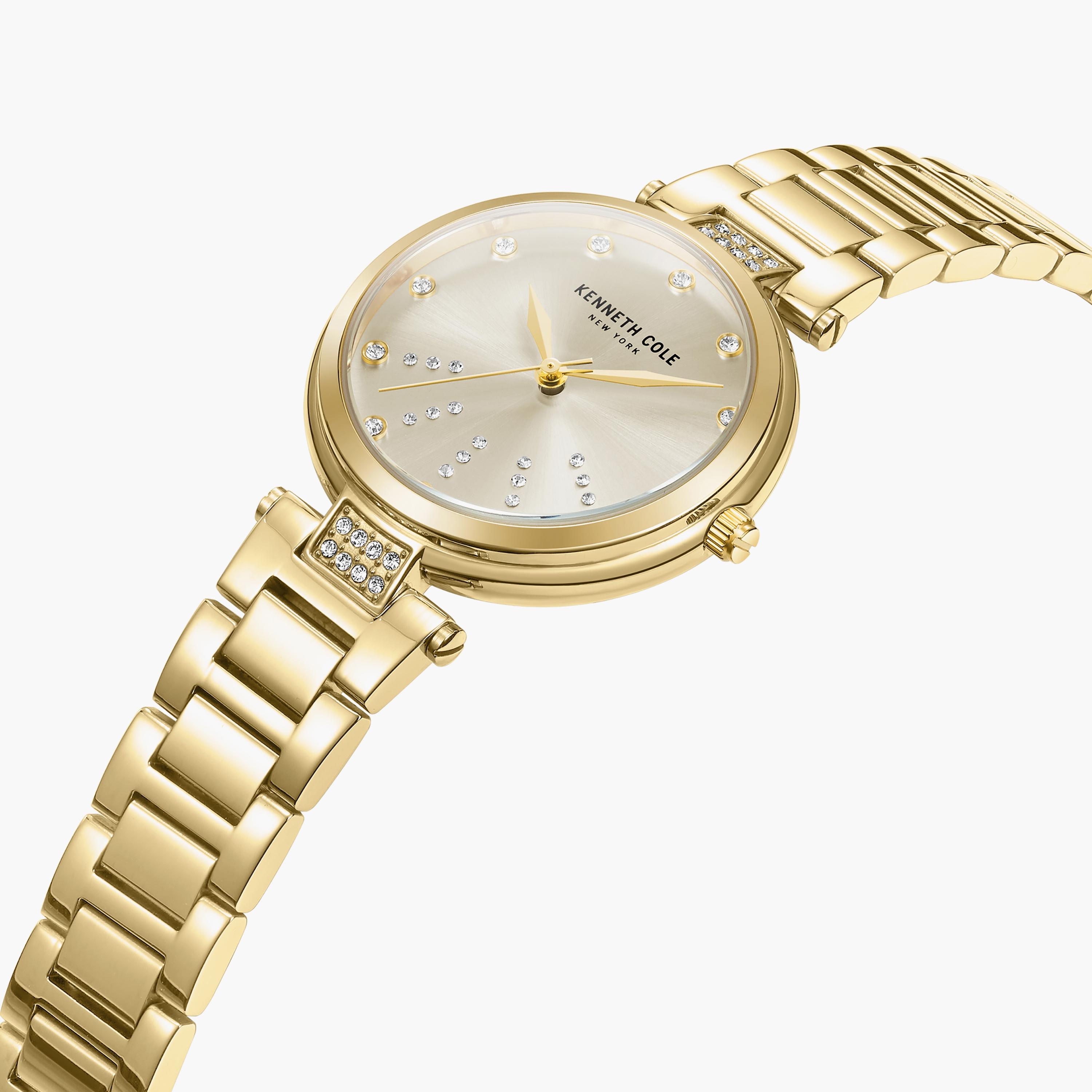 ساعة أنالوج ذهبية بسوار ستانلس ستيل من كينيث كول للنساء | KCWLG2237302-women-watchesandjewellery-watches-image-2
